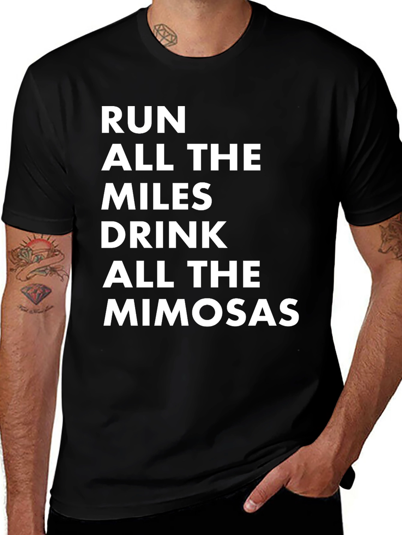 Variant 26 of Run Miles & Drink Mimosas Black T-Shirt