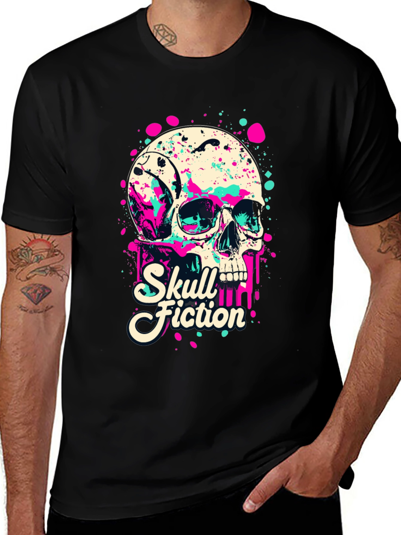 Variant 2 of Skull Fiction Graphic Print Black T-Shirt