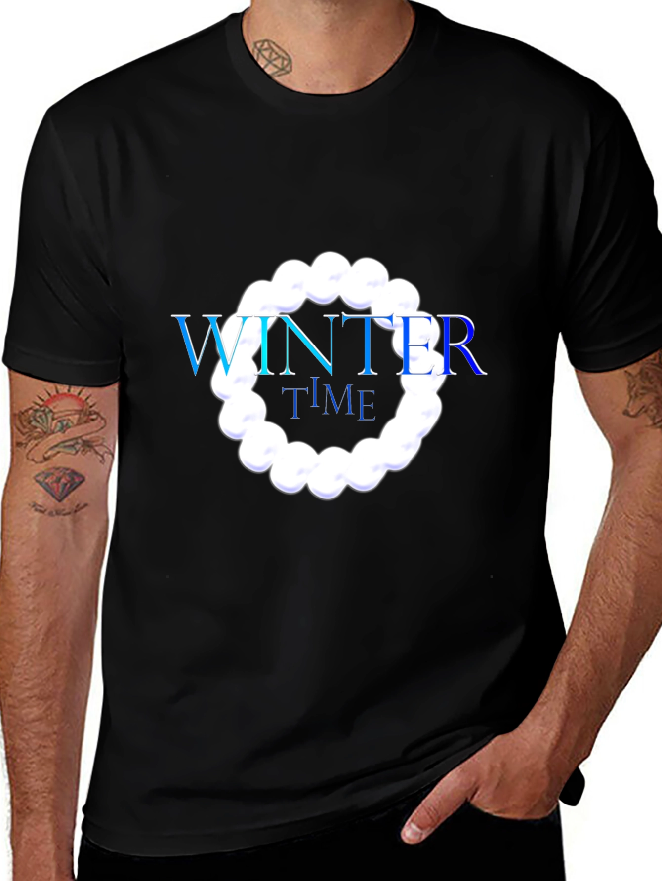 Black Winter Time Graphic Black T-Shirt main image