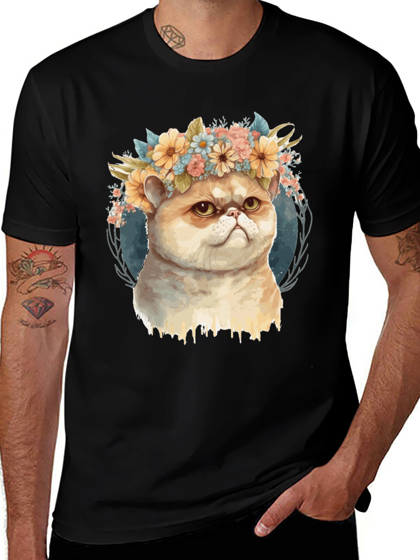 Variant 14 of Cute Cat Flower Crown T-Shirt