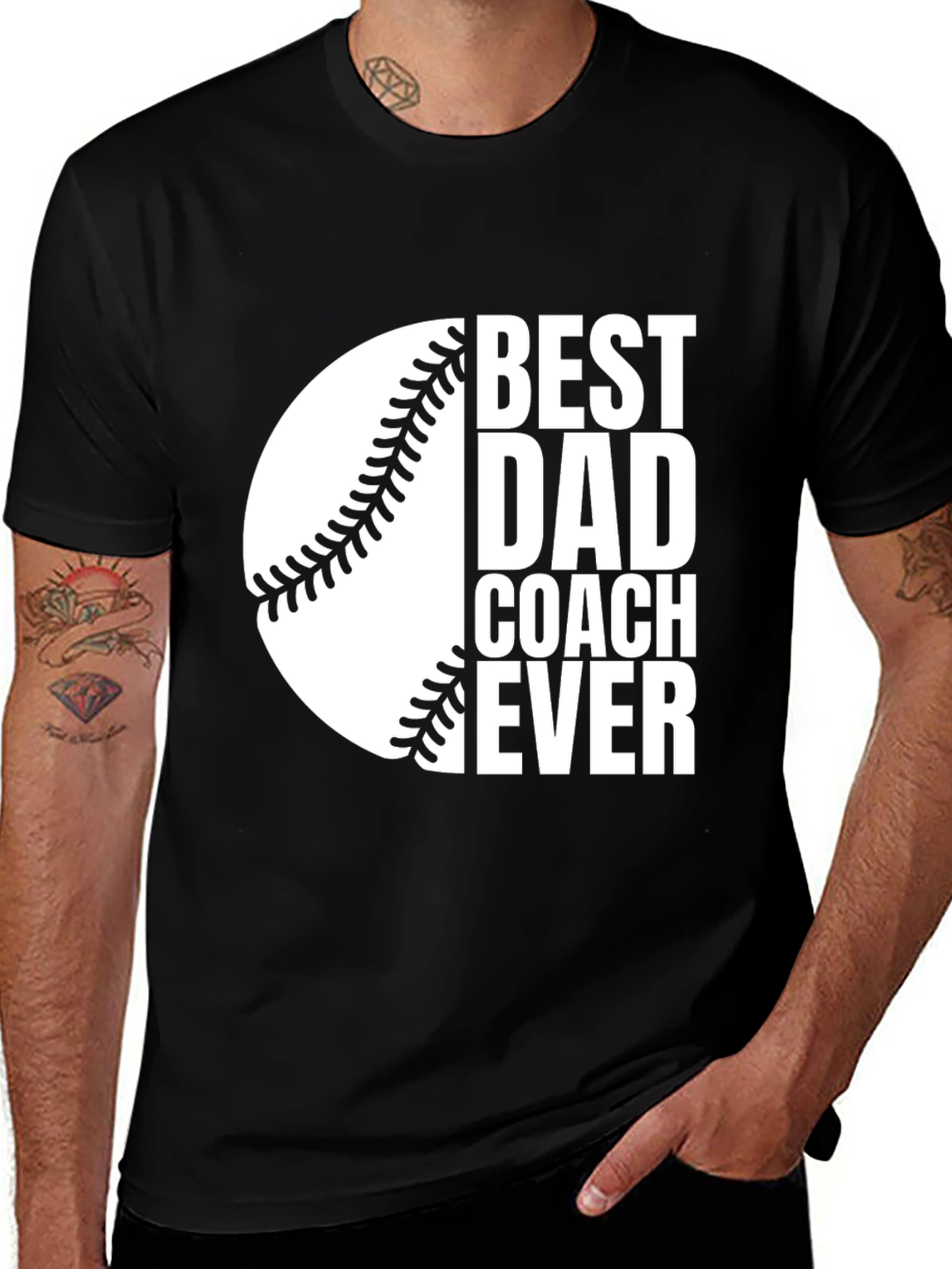 Variant 5 of Best Dad Coach Ever T-Shirt - Baseball Design