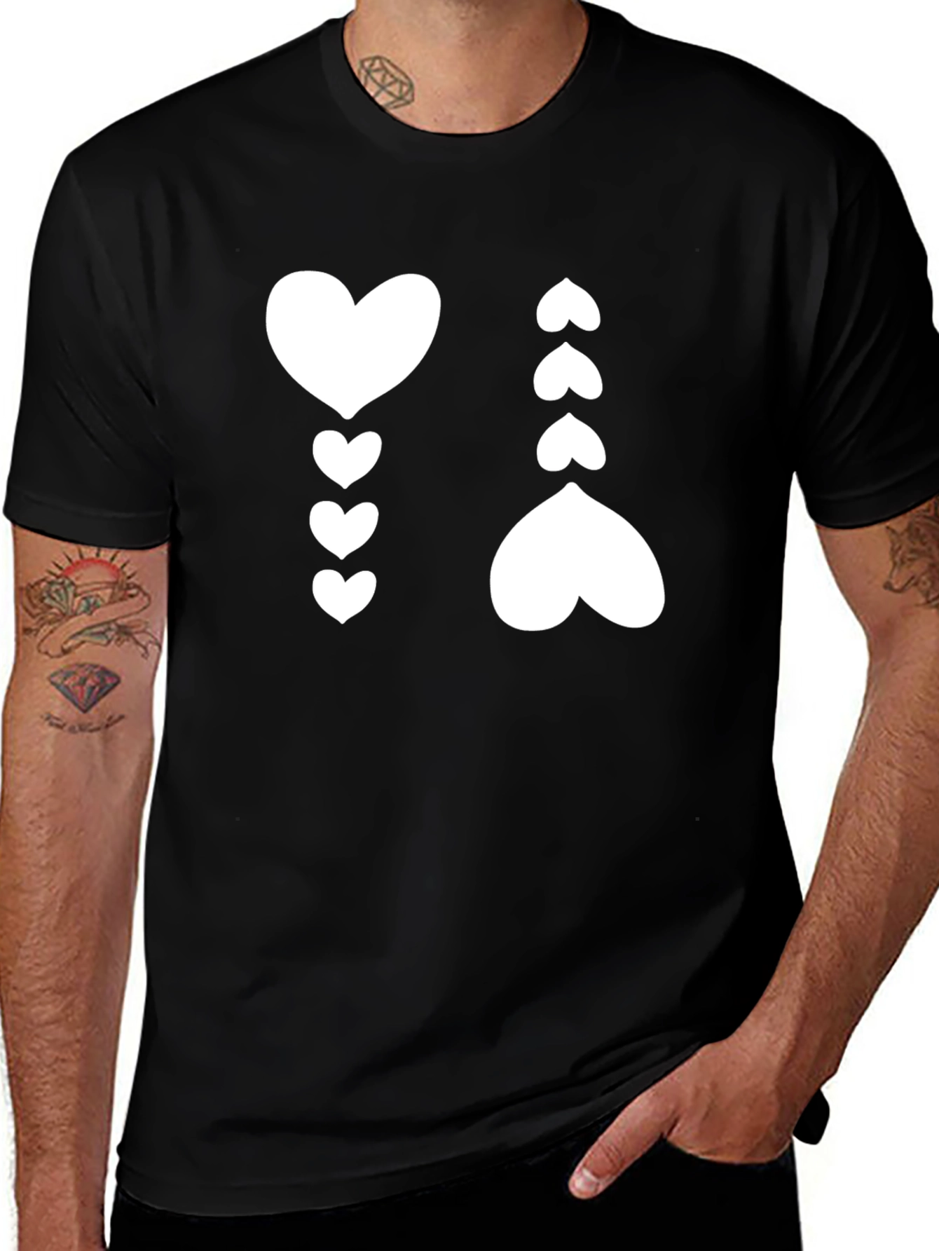 Variant 21 of Heart Cascade Graphic Tee - Modern Black T-Shirt