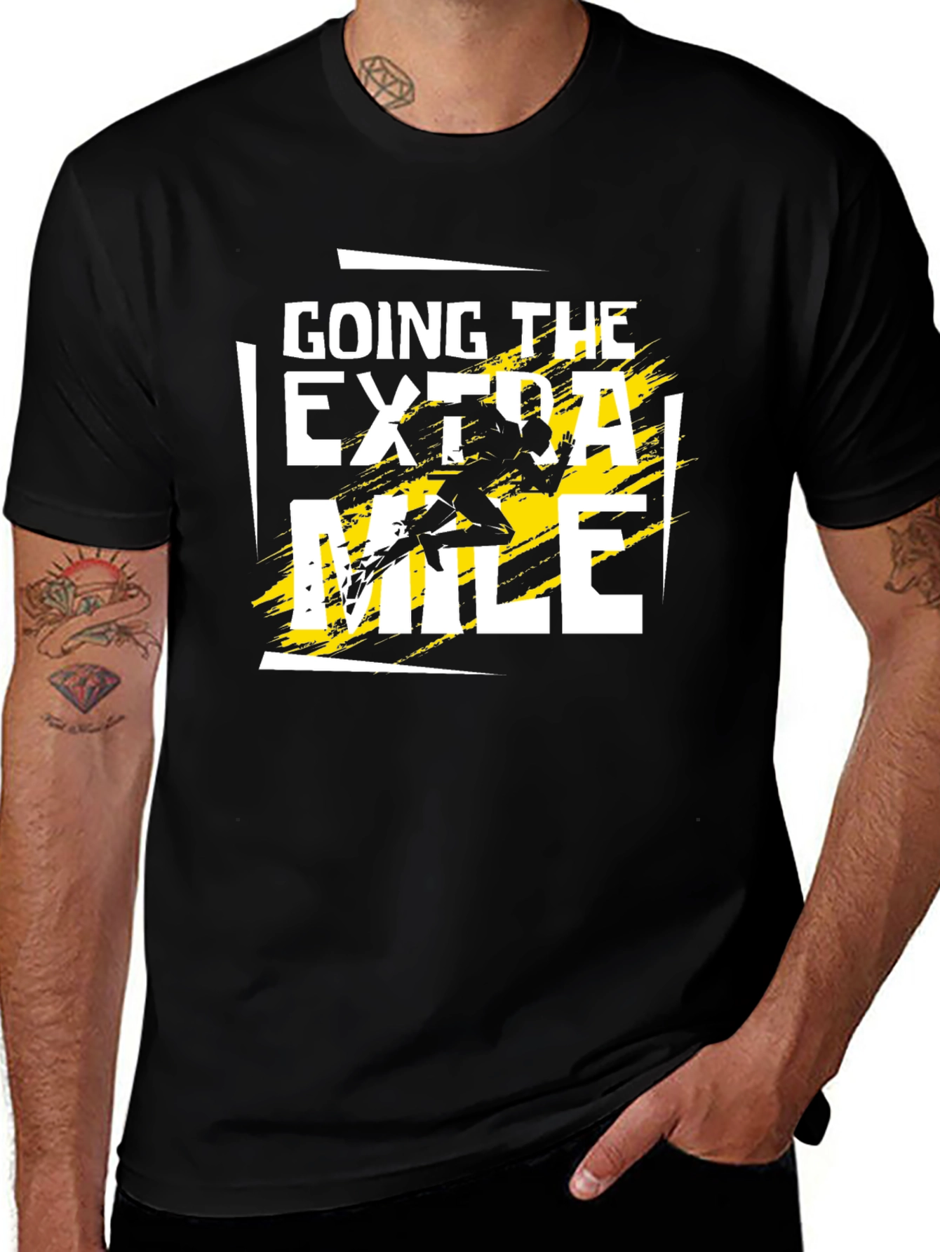 Variant 22 of Going The Extra Mile Graphic Black T-Shirt