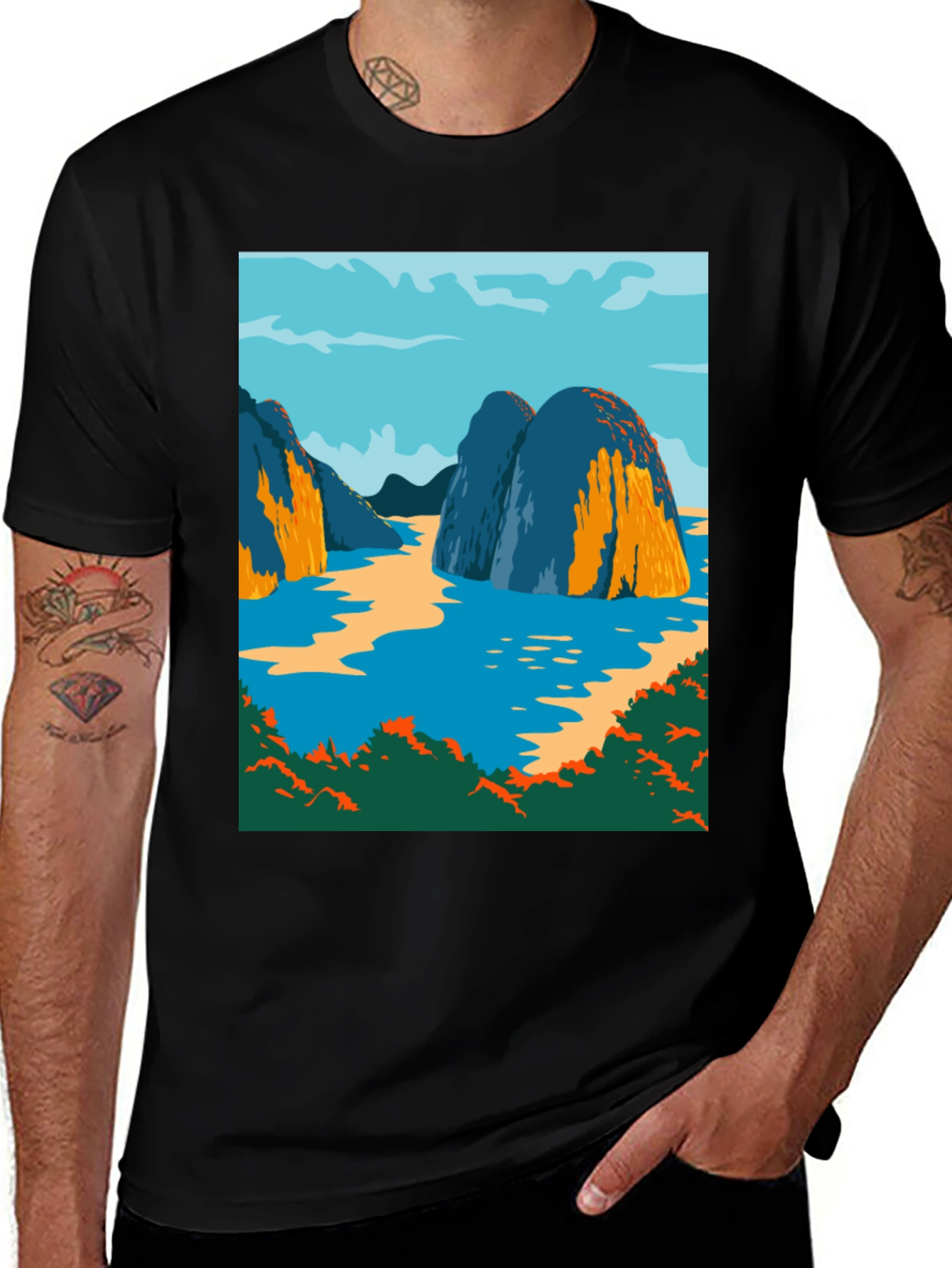 Variant 25 of Scenic Islands Graphic Tee - Nature Inspired Design