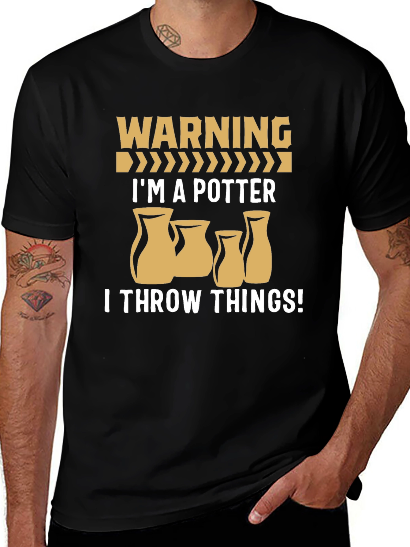 Warning I'm a Potter Funny Black T-Shirt