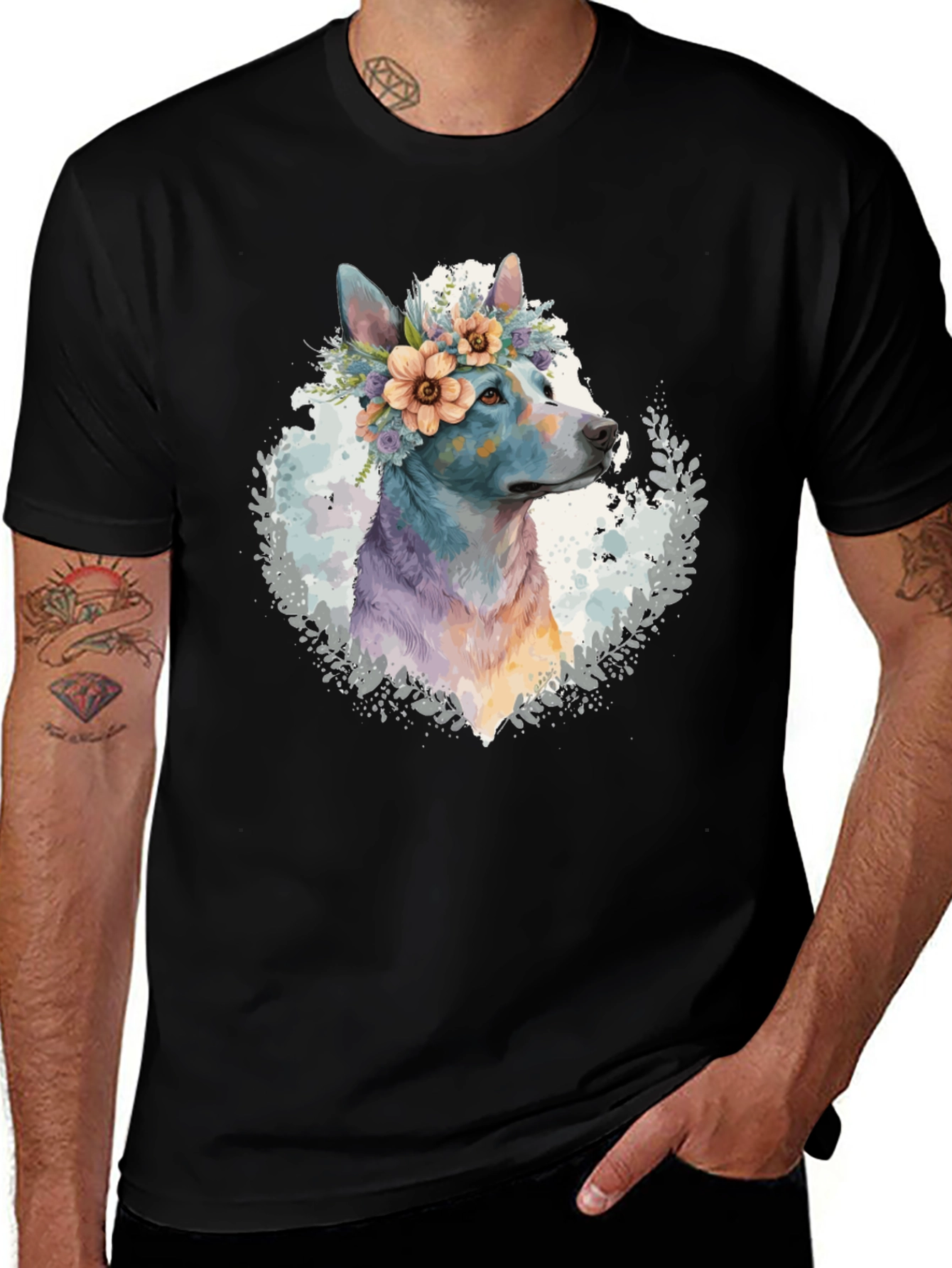 Variant 29 of Dog with Floral Crown T-Shirt