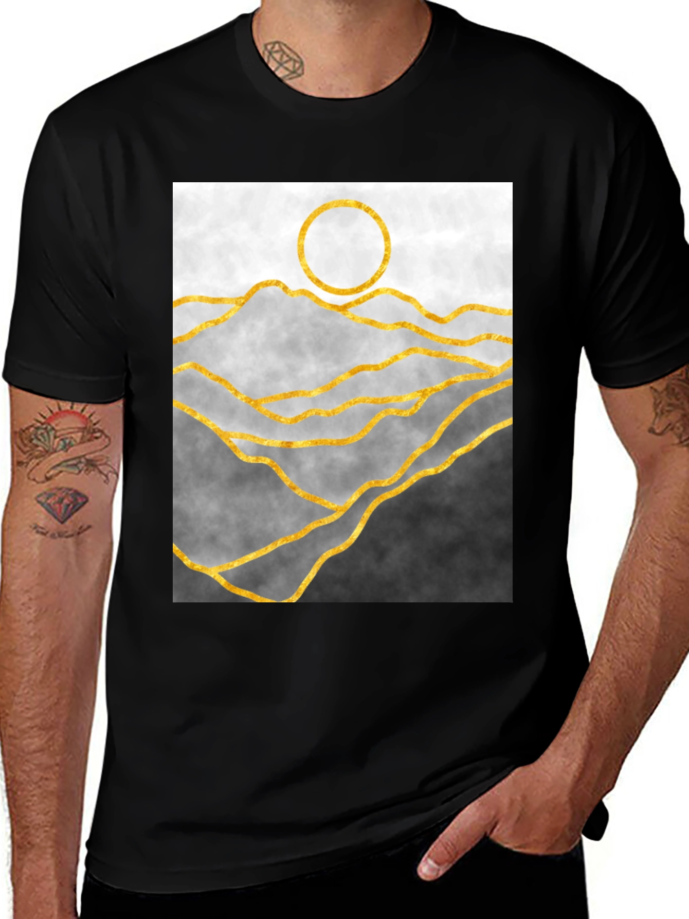 Variant 4 of Golden Mountainscape Graphic Tee