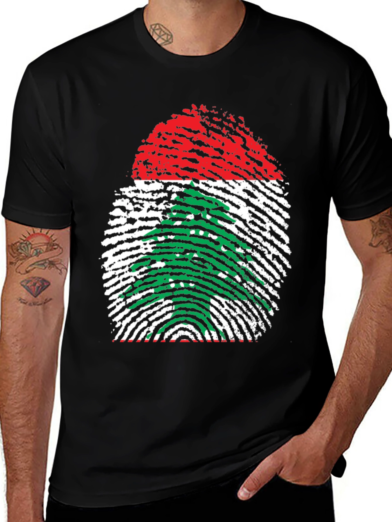 Lebanon Fingerprint Flag T-Shirt