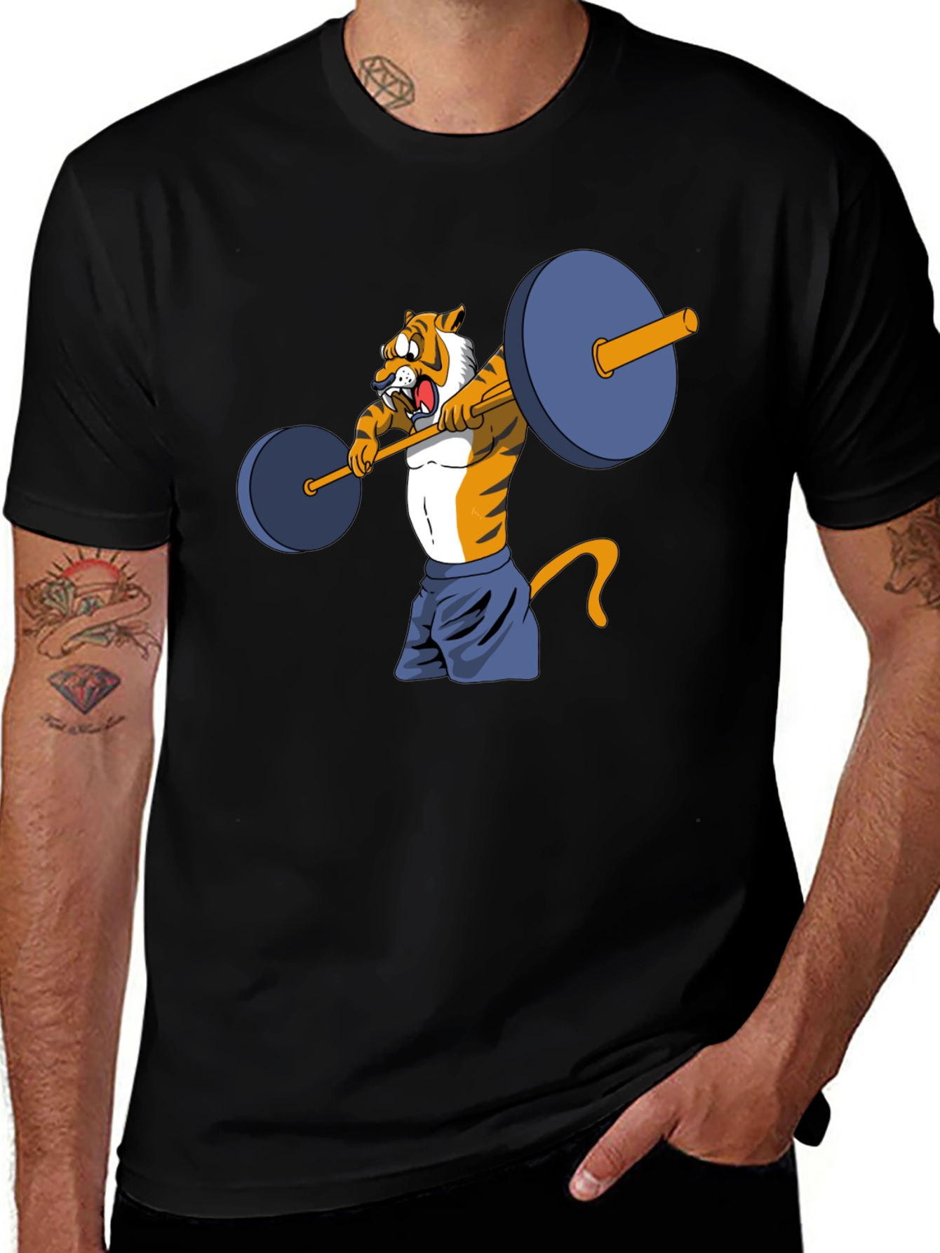 Variant 2 of Tiger Lifting Weights Graphic Tee