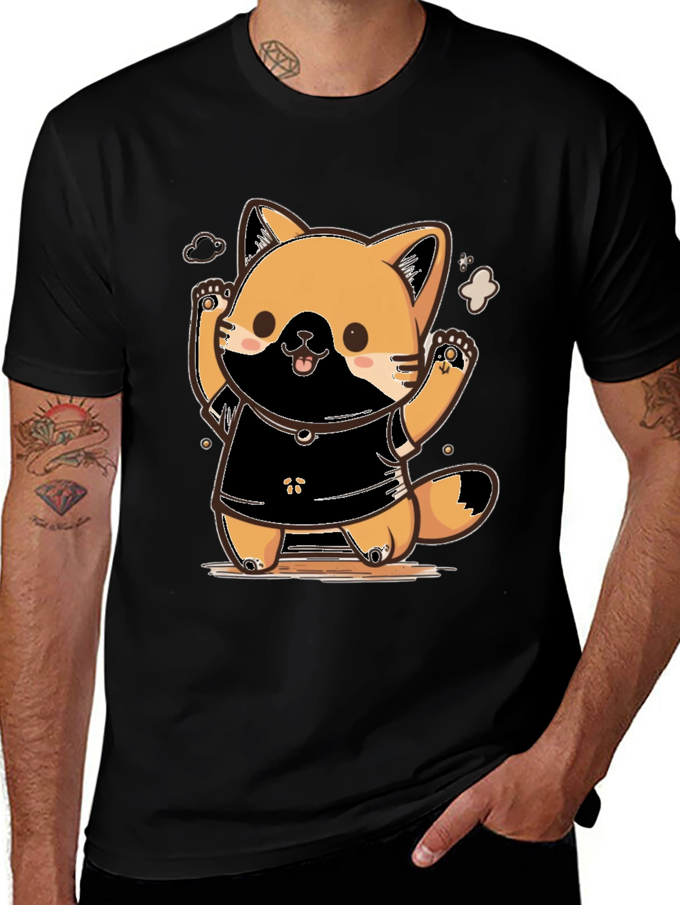 Variant 17 of Cute Cartoon Cat Graphic Tee