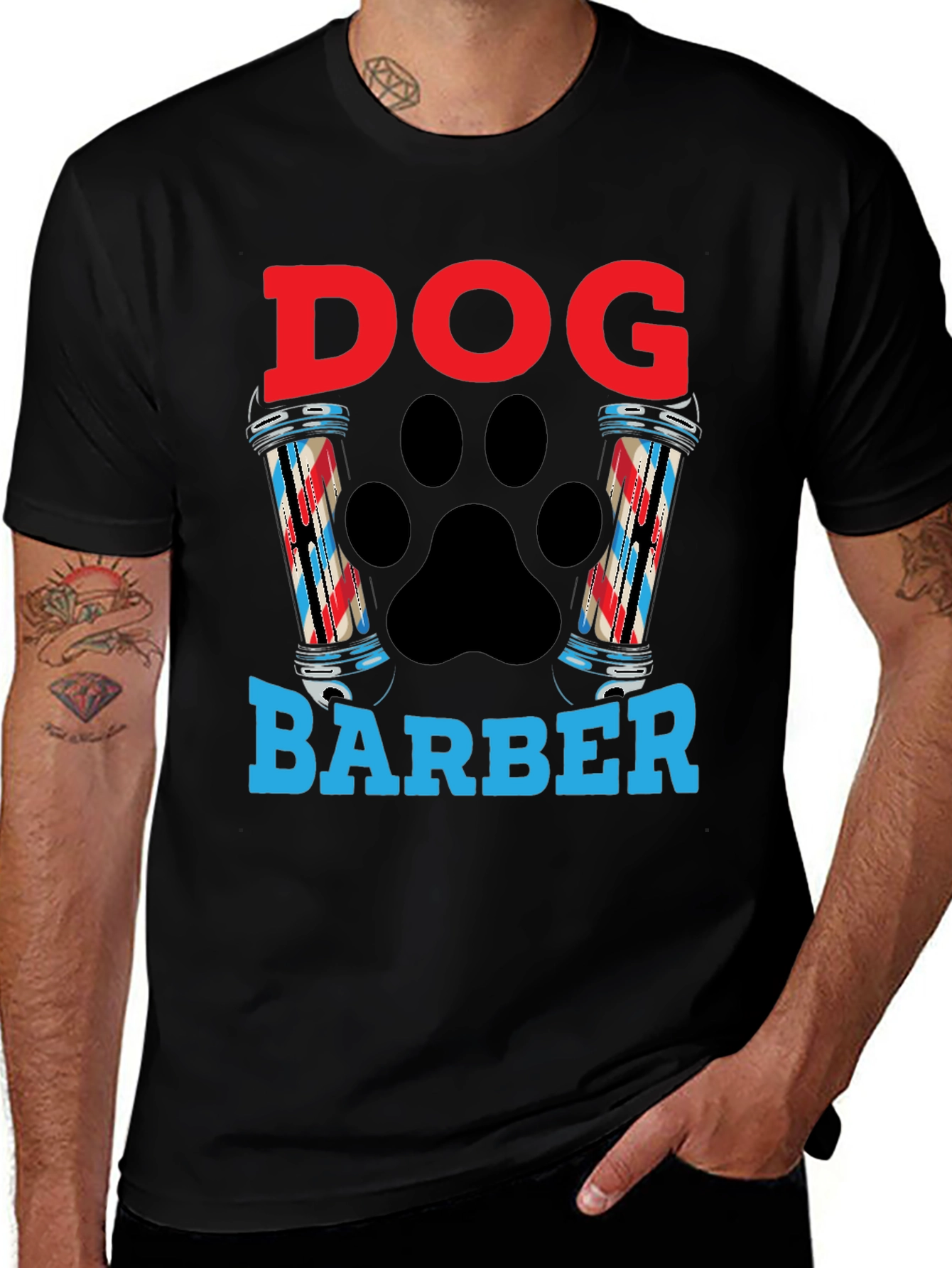 Dog Barber T-Shirt - Grooming Paw Print Tee