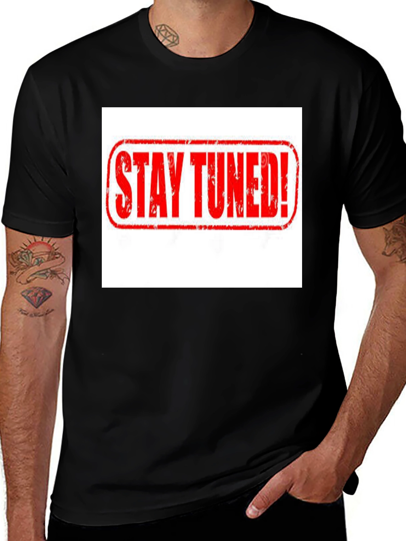 Variant 14 of Stay Tuned! Graphic Black T-Shirt