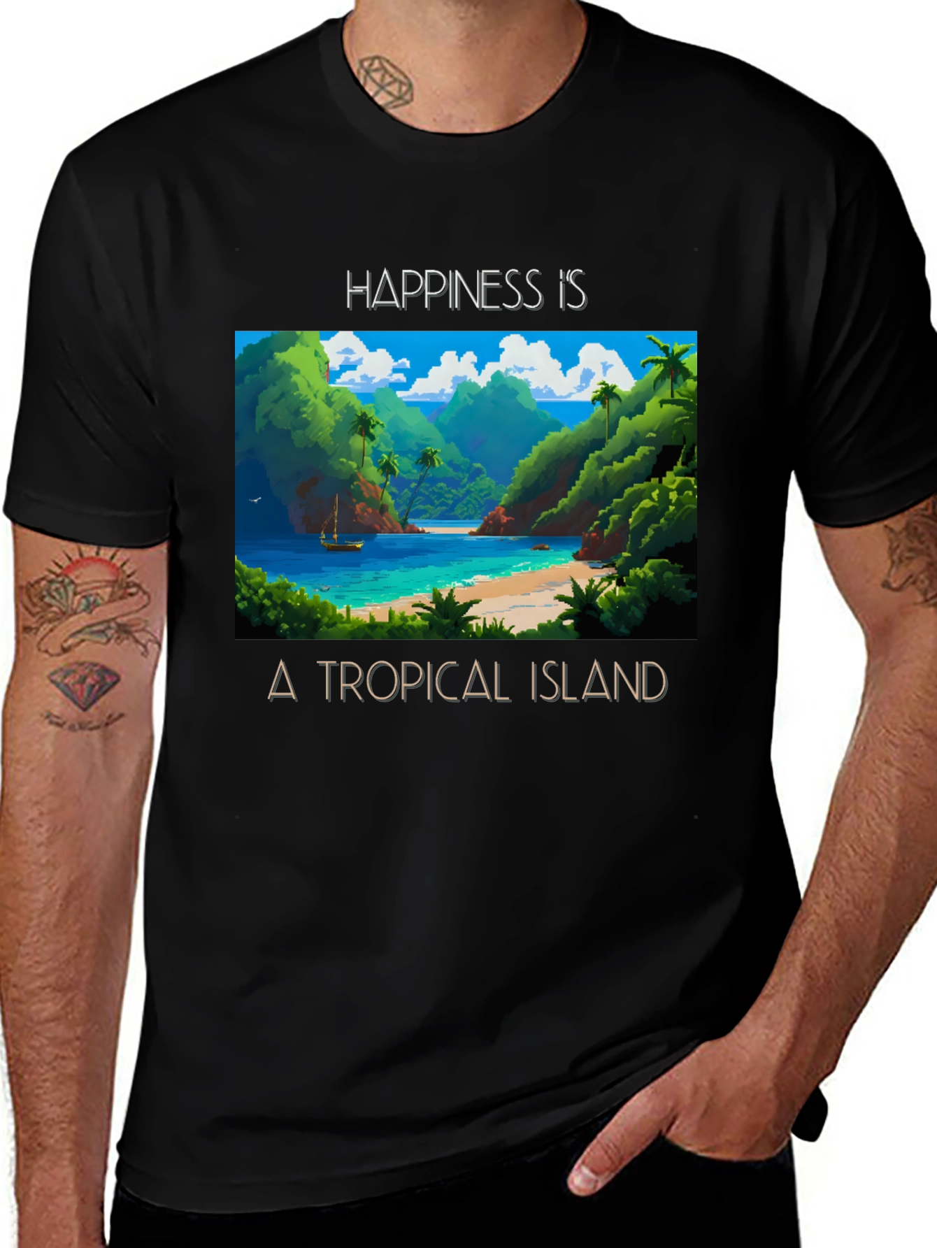 Variant 20 of Tropical Island Graphic Tee - Happiness