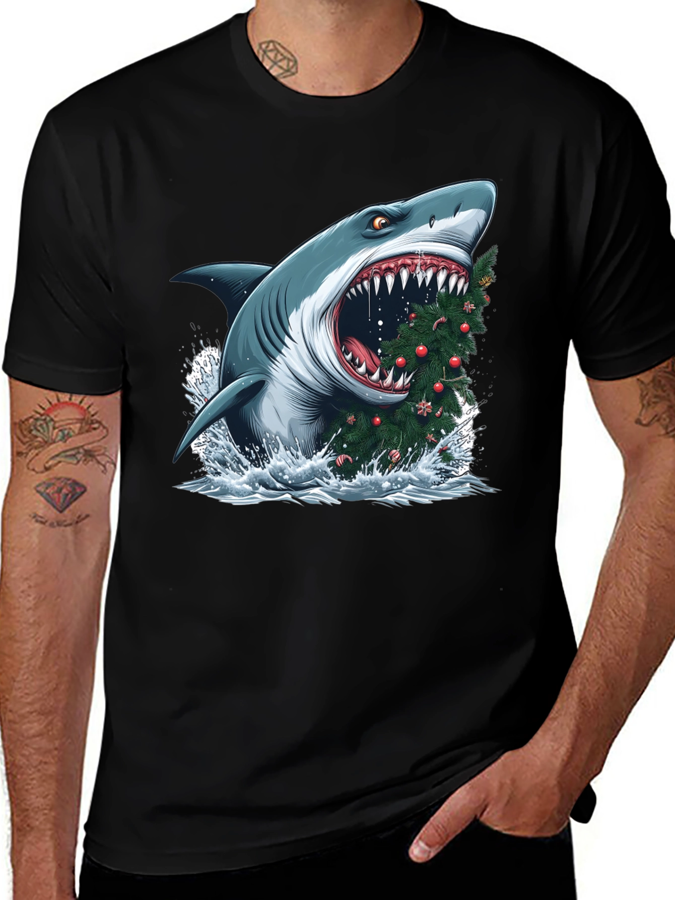 Variant 20 of Shark Christmas Tree T-Shirt