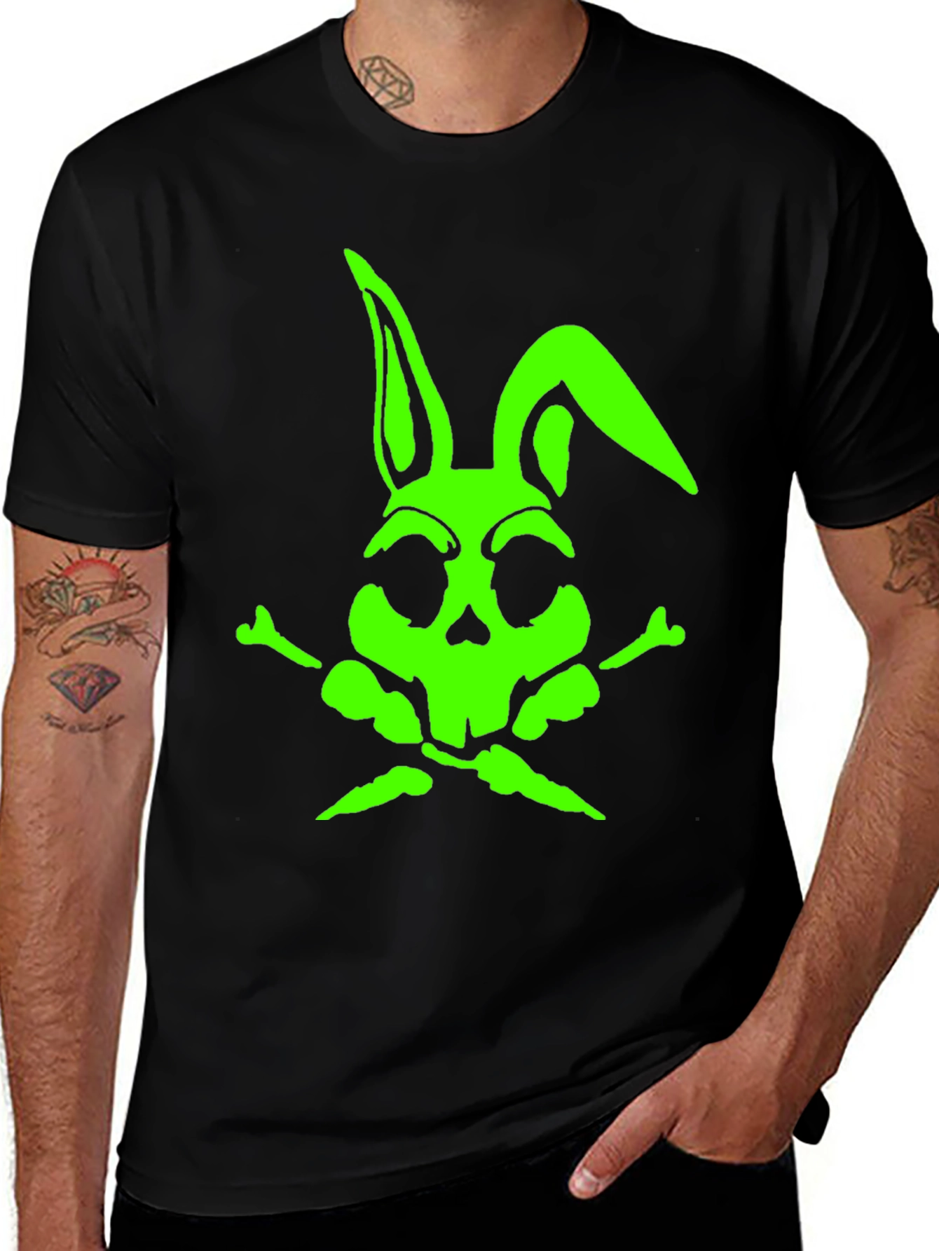 Variant 22 of Skull Rabbit Graphic T-Shirt - Black