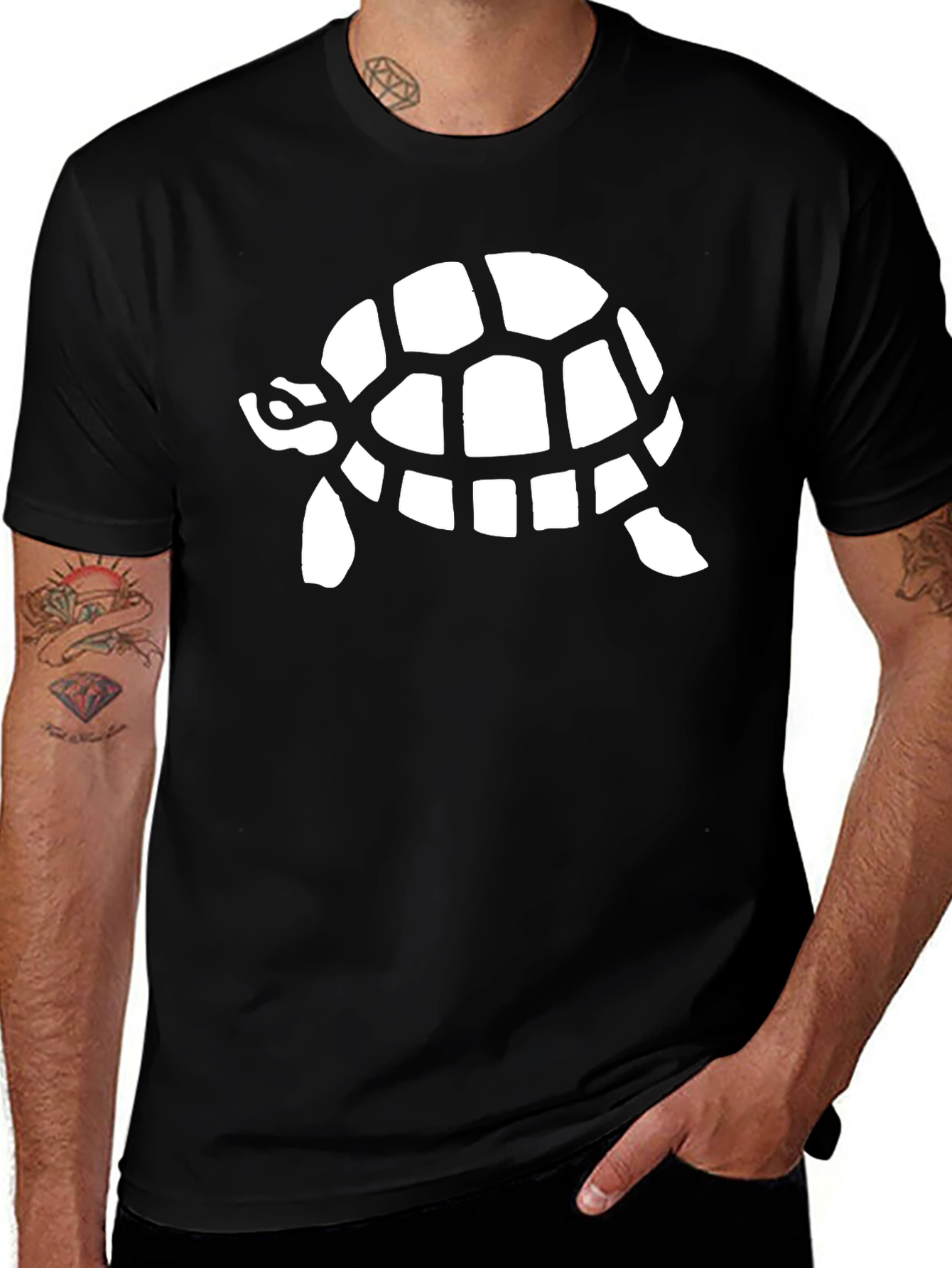 Variant 14 of Turtle Graphic Tee - Black Cotton T-Shirt