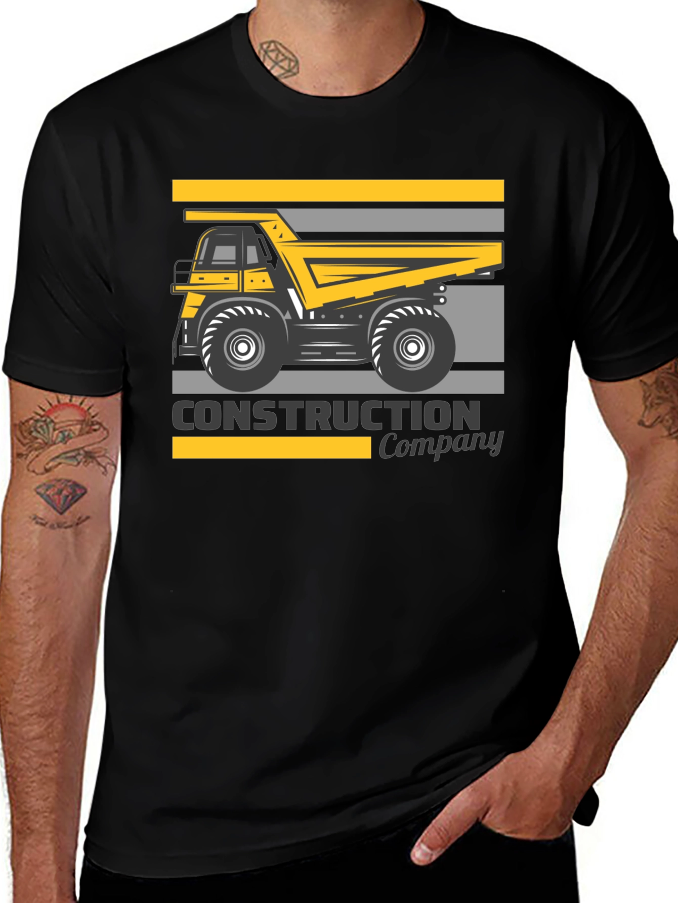 Construction Company Dump Truck Black T-Shirt