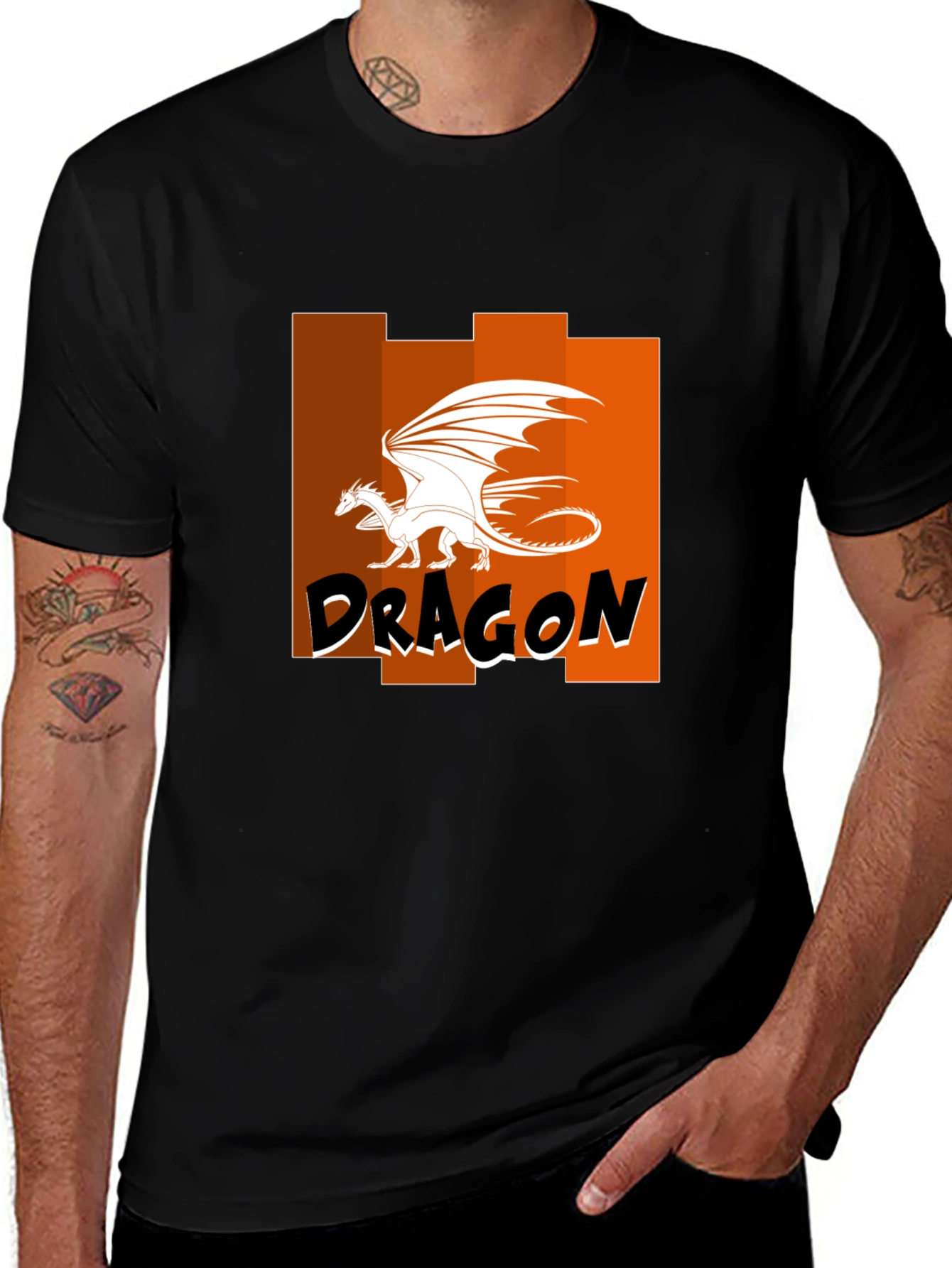 Variant 18 of Dragon Graphic Black T-Shirt for Men