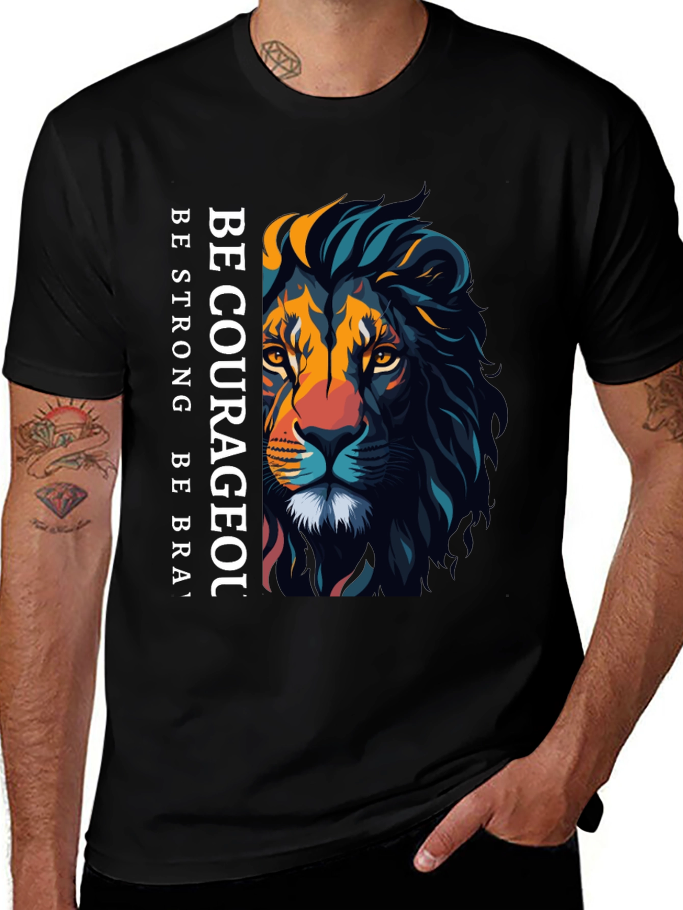 Variant 22 of Be Courageous Lion Graphic Tee - Black
