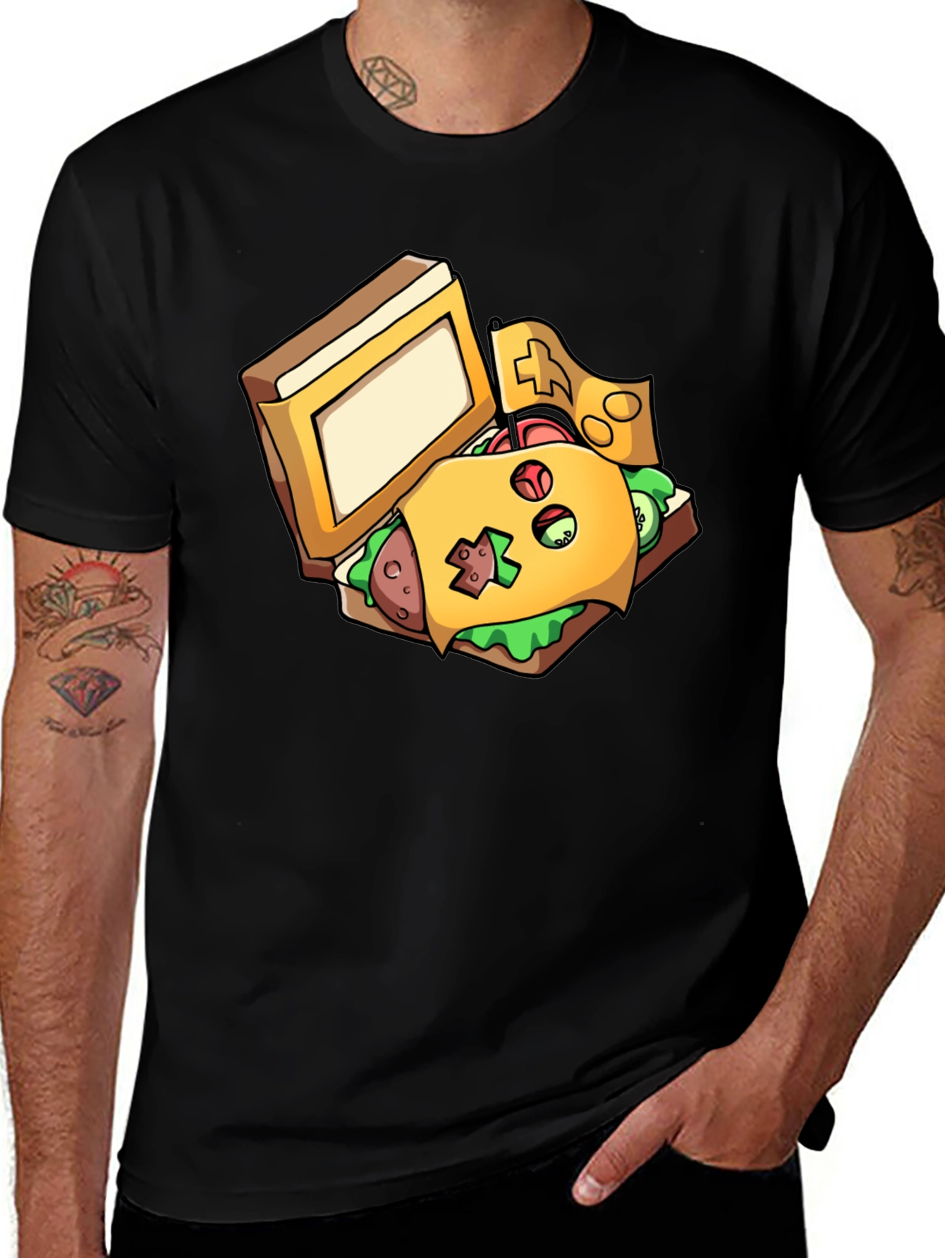 Variant 18 of Gaming Sandwich Black T-Shirt - Gamer Style