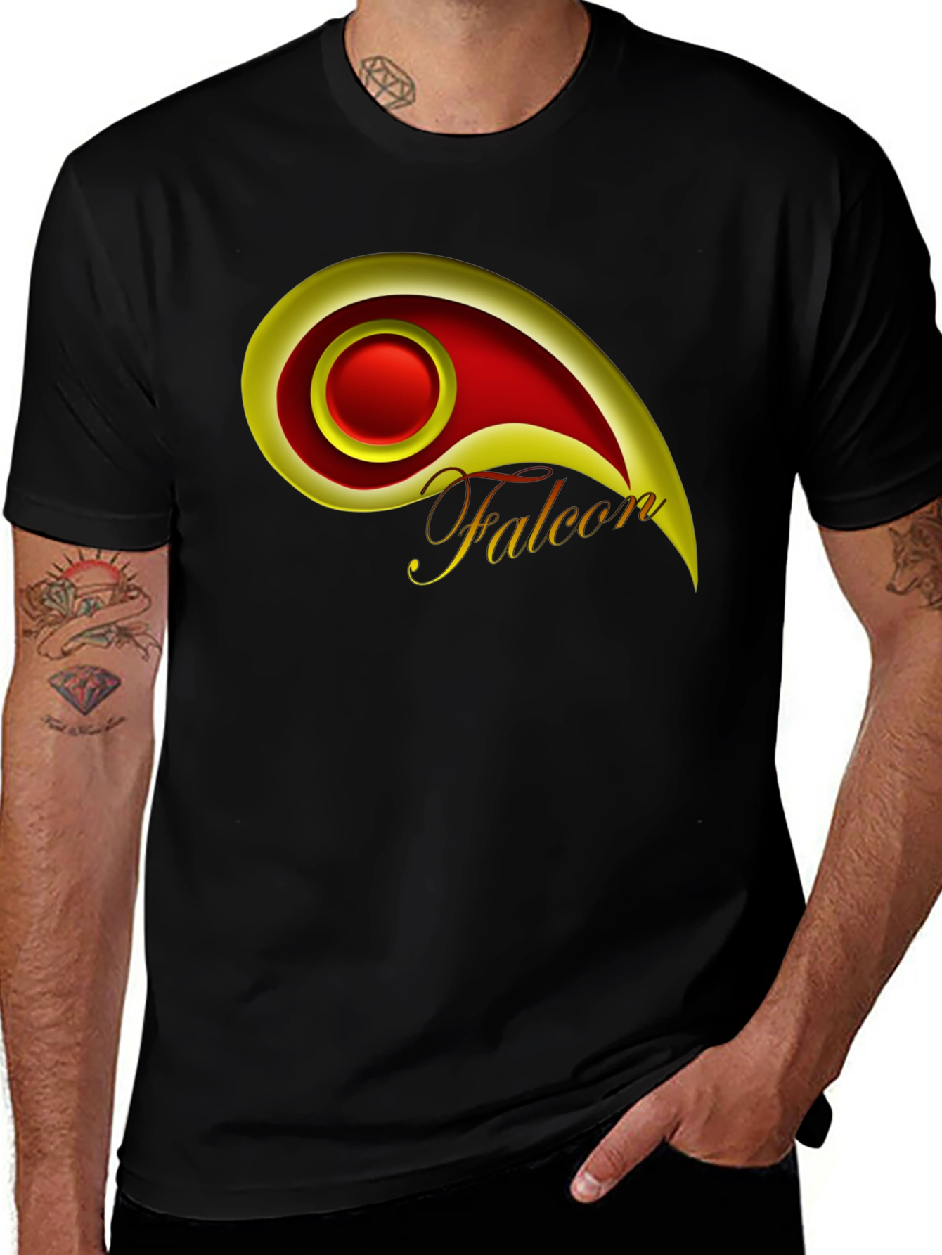 Variant 23 of Stylish Black T-Shirt with Falcon Logo