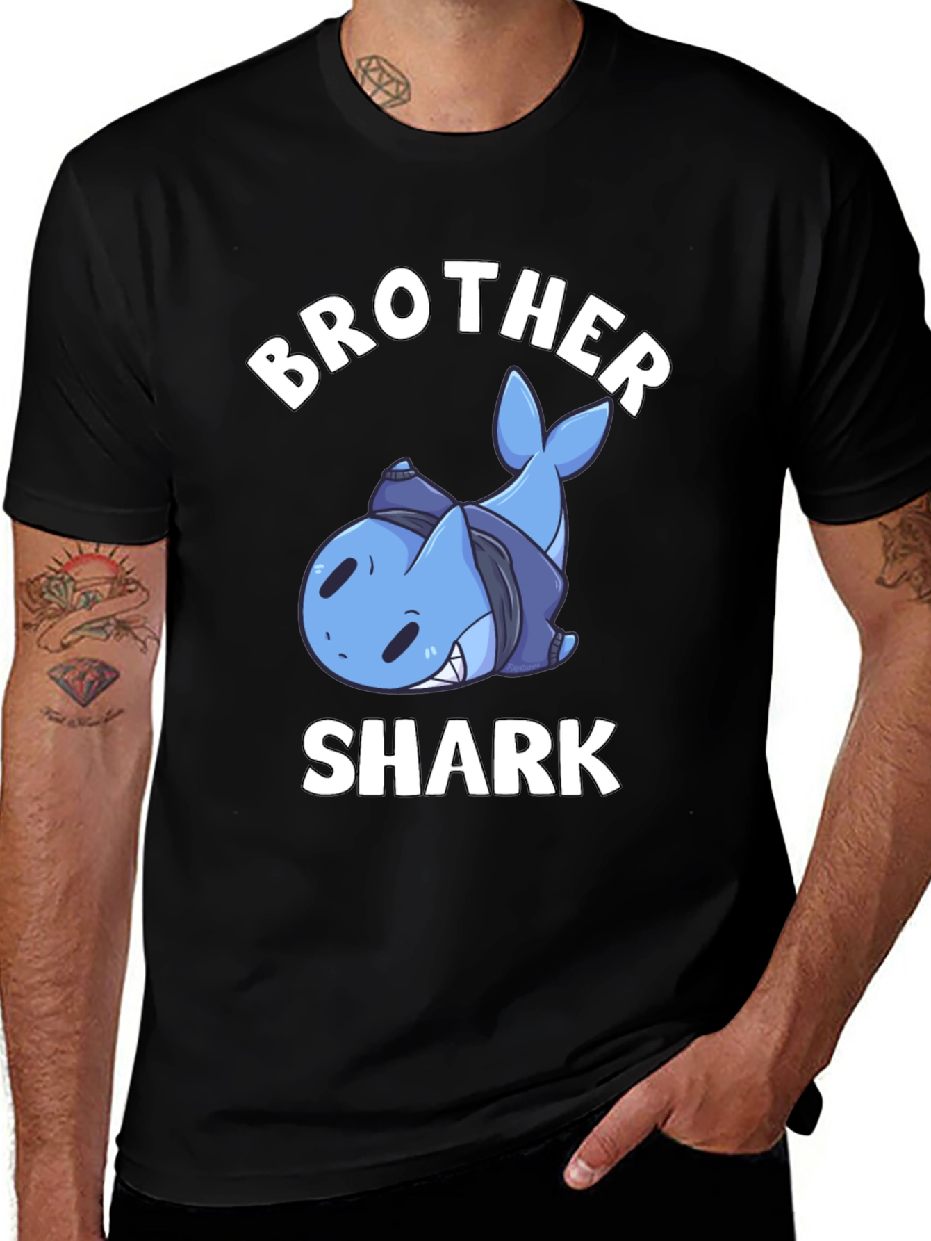 Brother Shark T-Shirt - Funny Cartoon Shark Tee