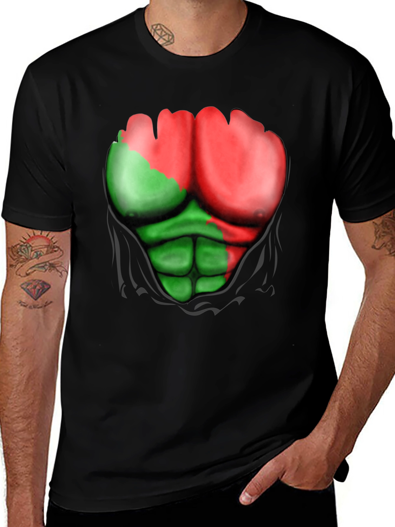 Variant 12 of Funny Ripped Muscle T-Shirt - Bodybuilding Illusion Tee