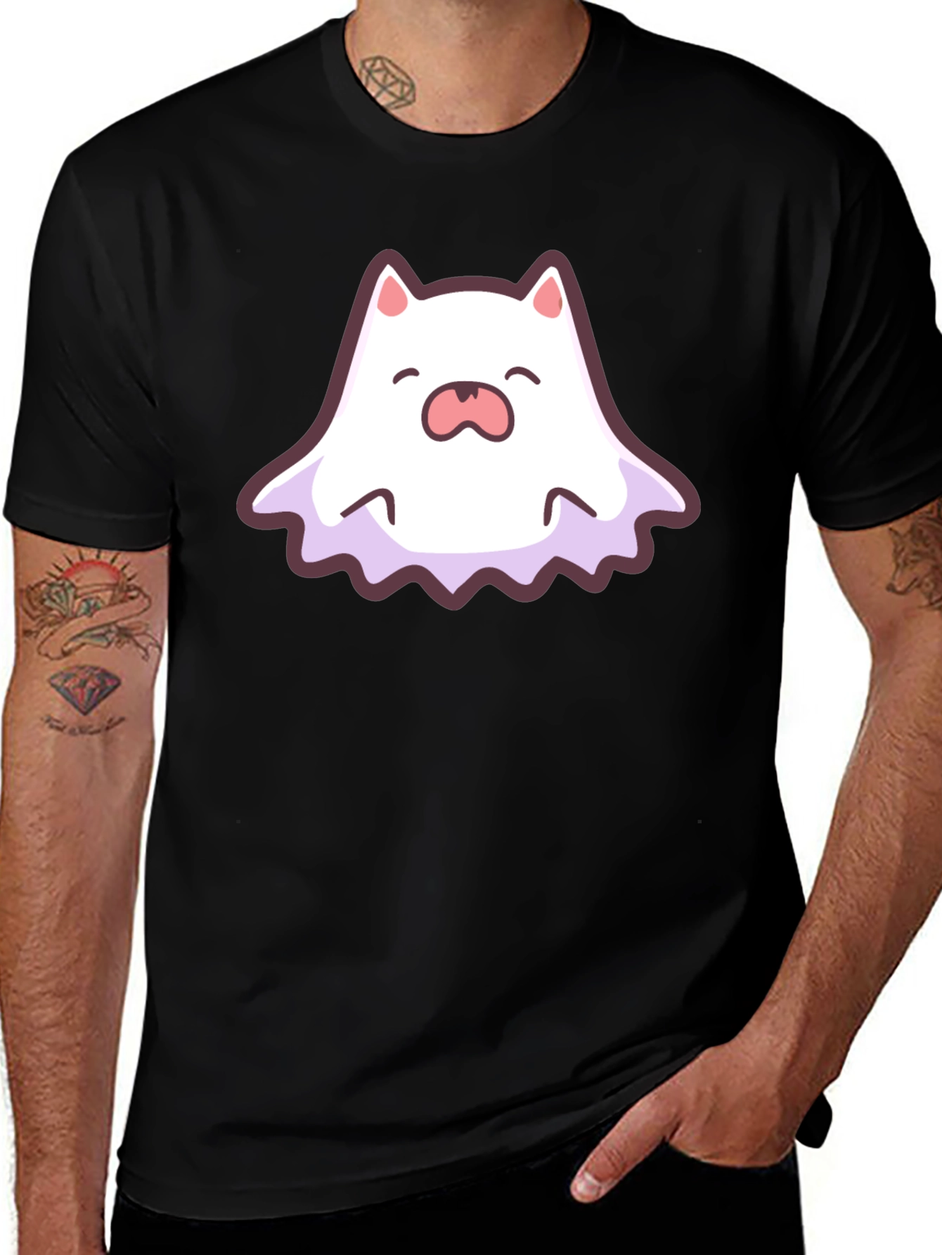 Variant 7 of Cute Ghost Cat Graphic T-Shirt
