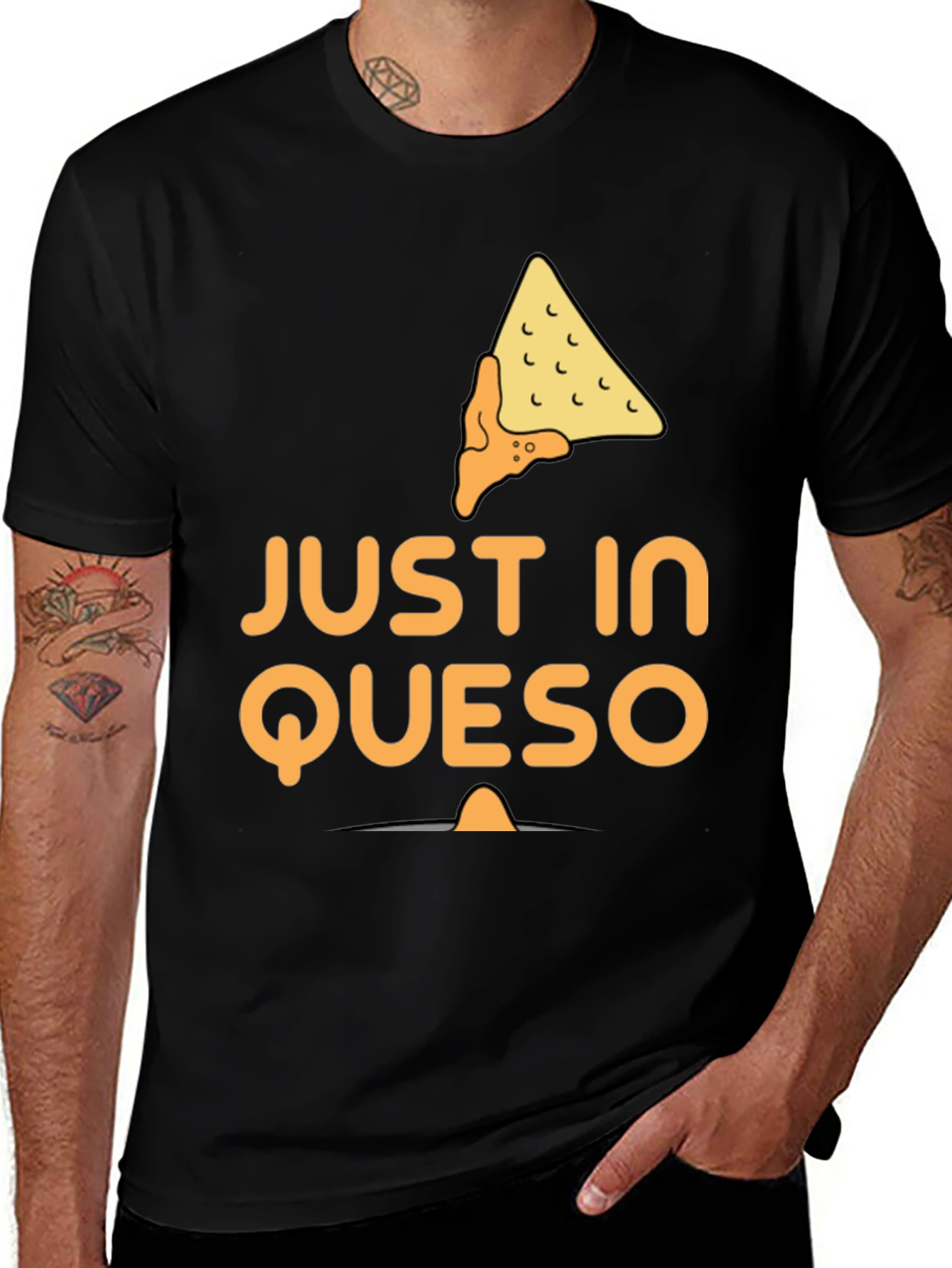 Variant 19 of Just In Queso Black T-Shirt - Funny Foodie Tee