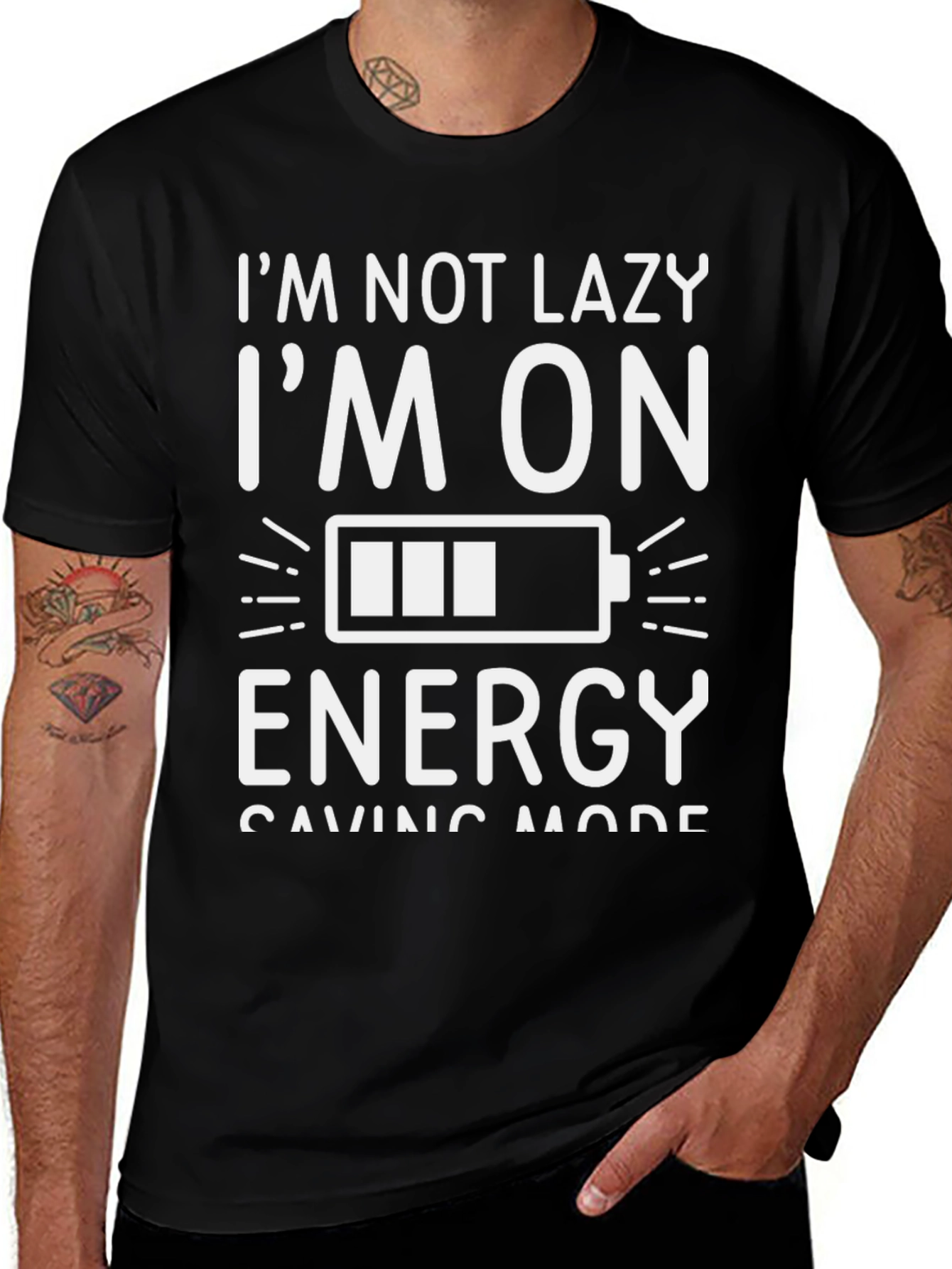 Black Funny Energy Saving Mode T-Shirt main image