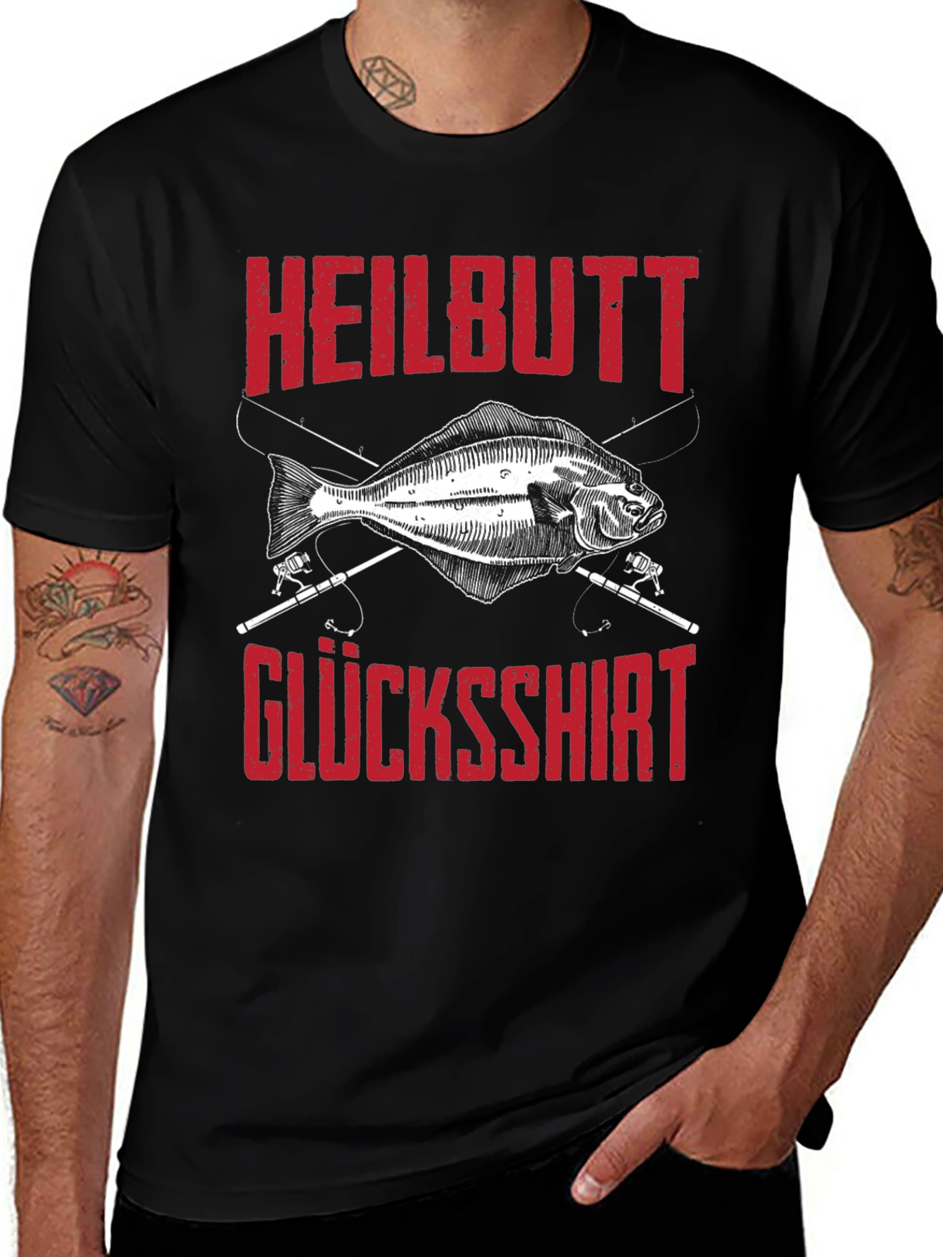 Variant 20 of Heilbutt Glucksshirt Fishing T-Shirt