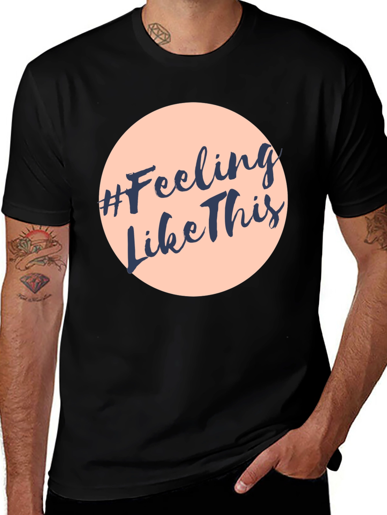 Variant 26 of #Feeling Like This Graphic Print Crew Neck T-Shirt