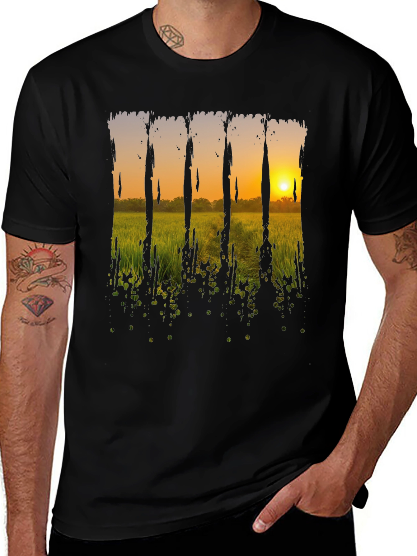 Variant 8 of Sunset Field Graphic Tee - Black