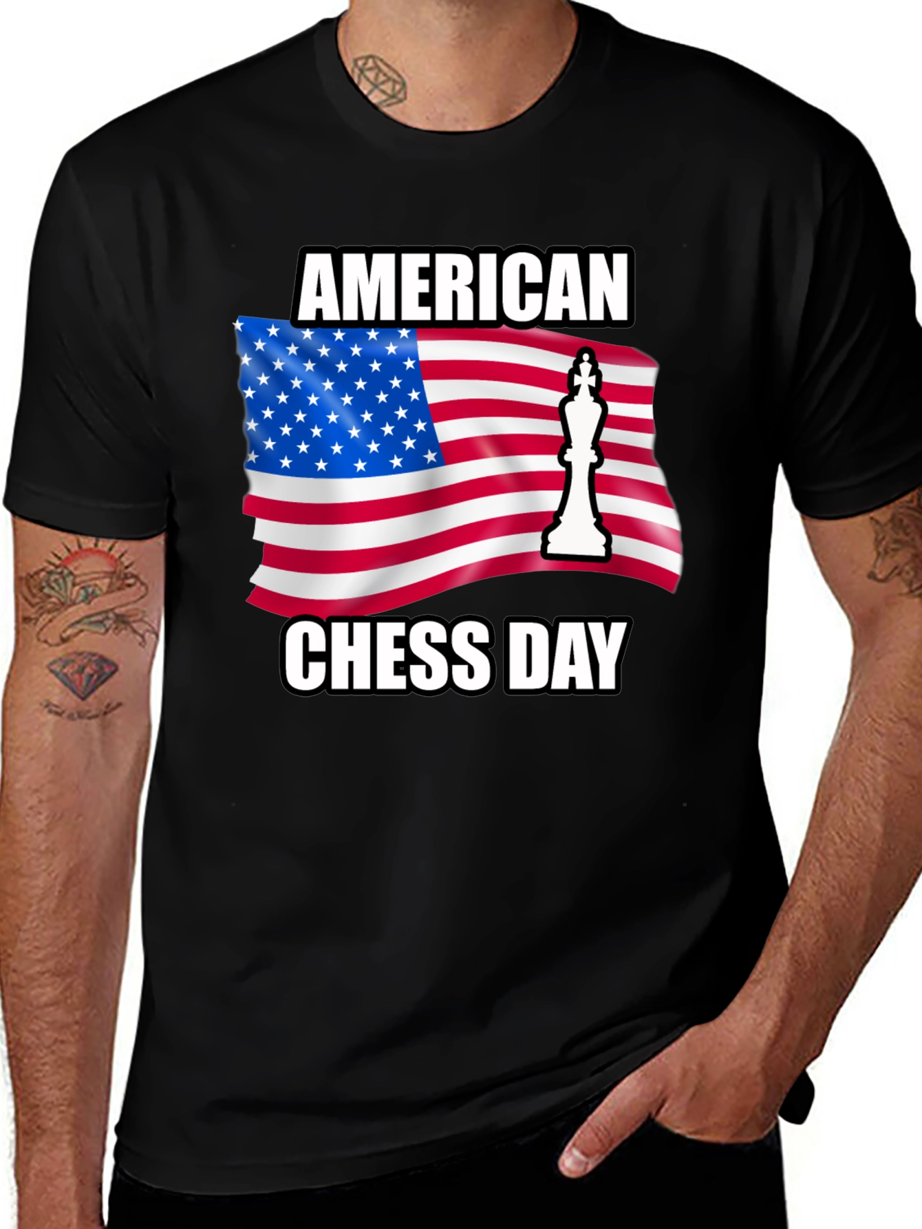 Variant 15 of American Chess Day T-Shirt - USA Flag Chess King