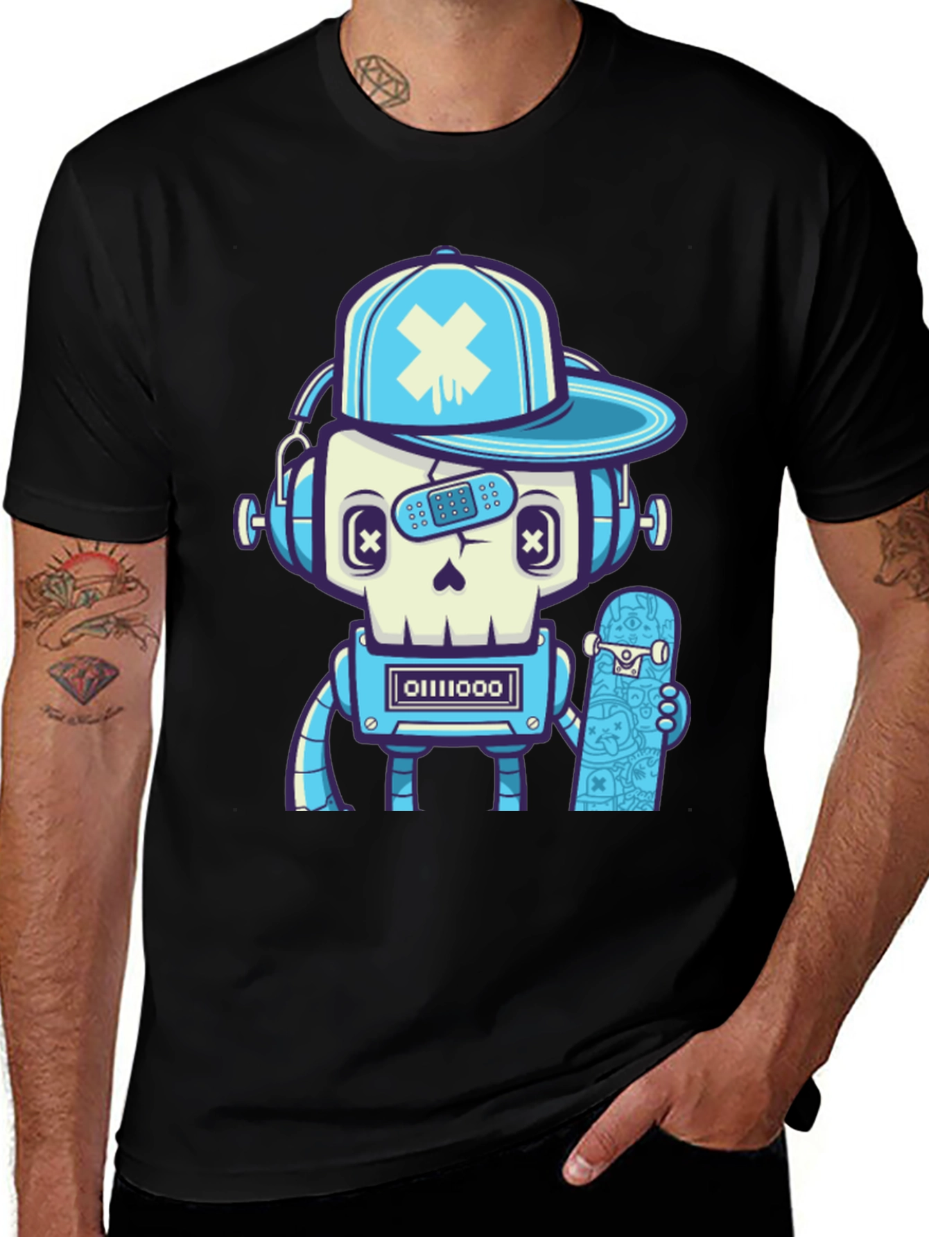 Variant 7 of Cool Robot Graphic Black T-Shirt