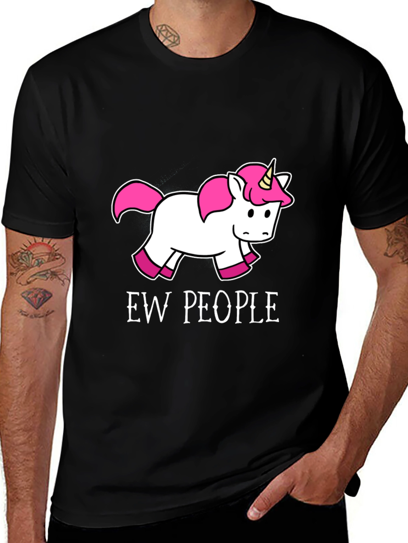 Variant 28 of Ew People Unicorn Graphic Tee - Black Cotton T-Shirt