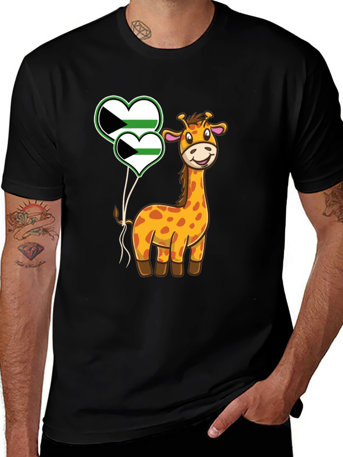 Variant 27 of Giraffe and Demisexual Pride Heart Balloons T-Shirt
