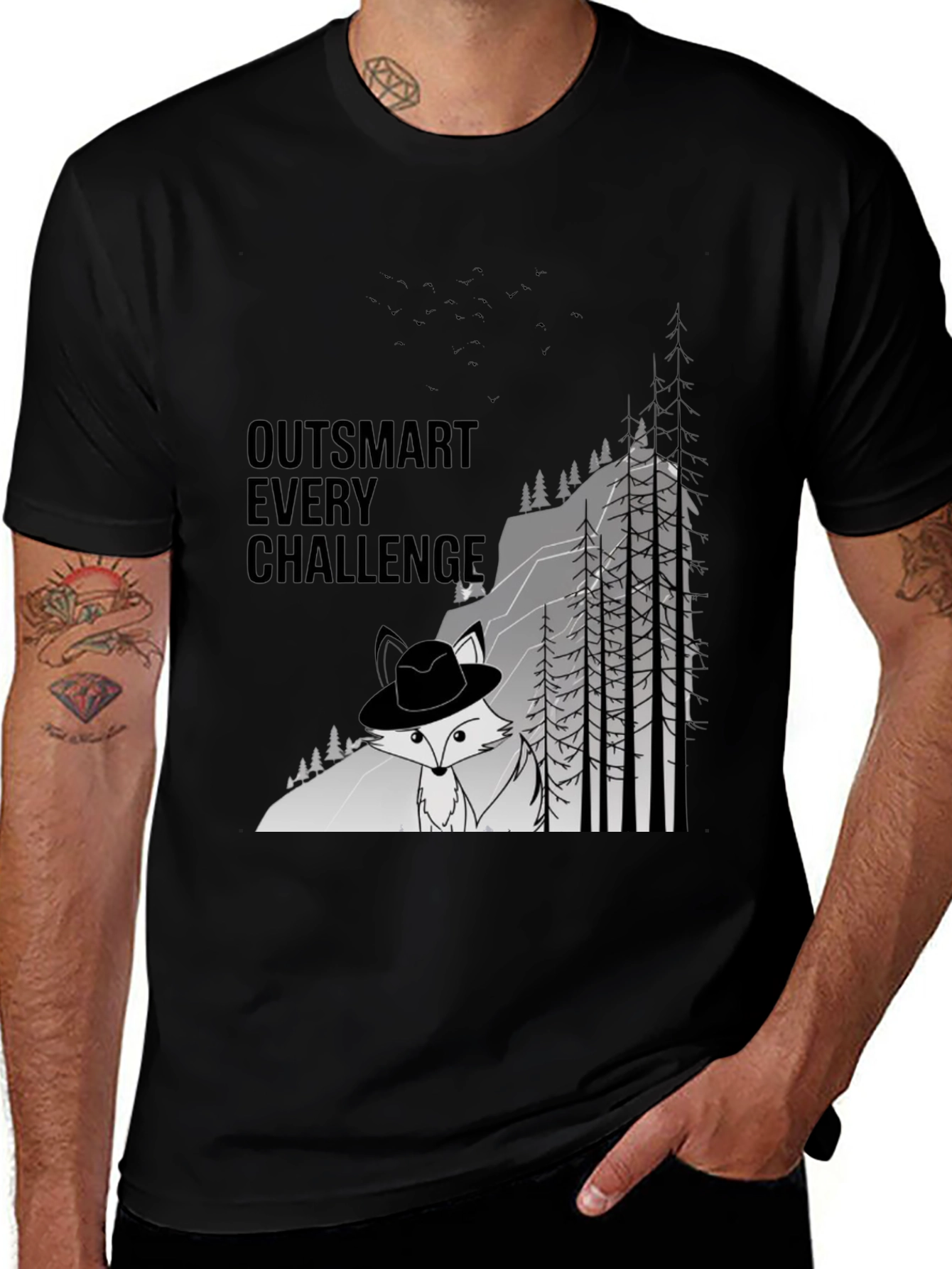 Variant 22 of Outsmart Challenge Black Graphic Tee