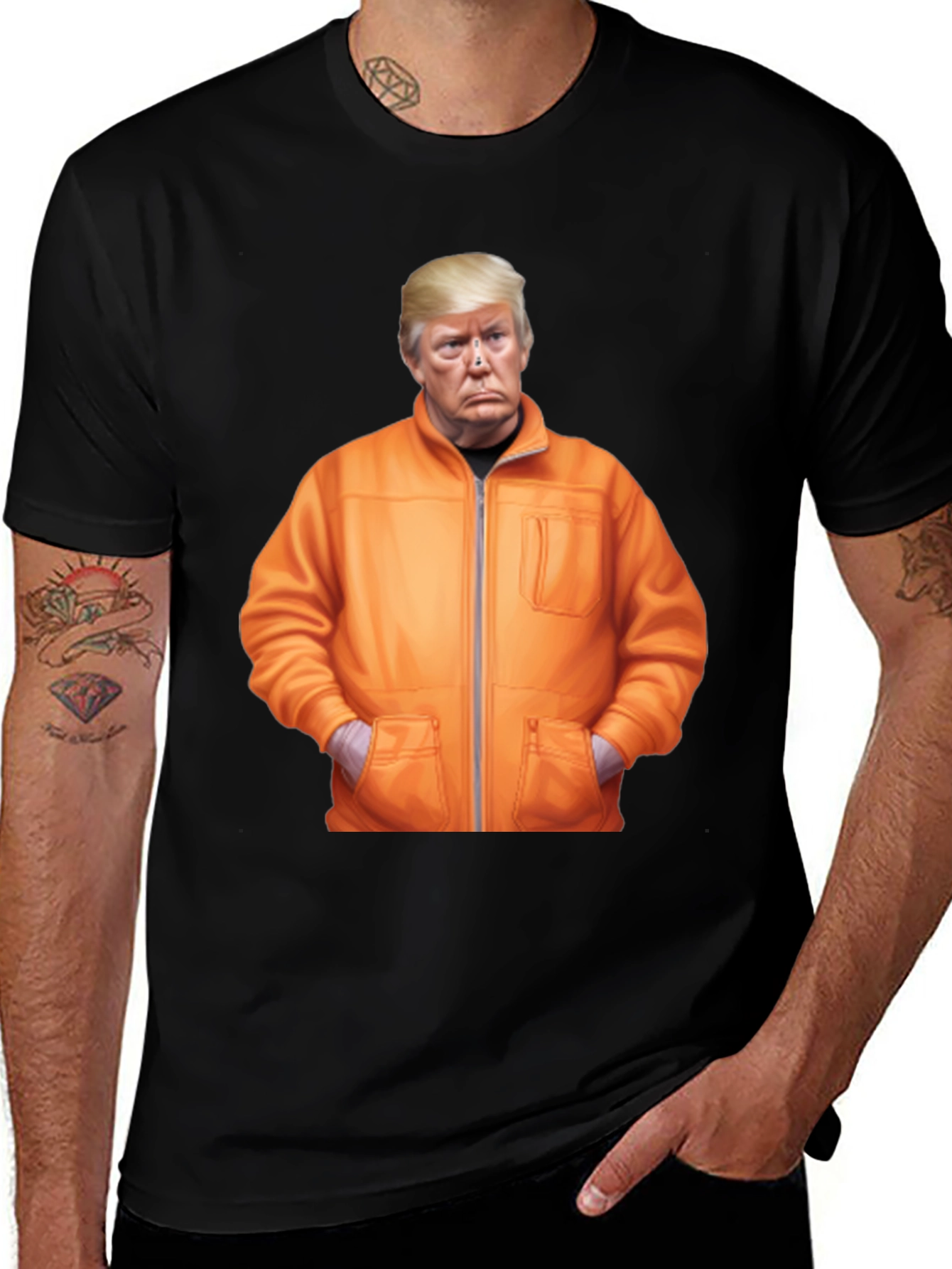 Variant 24 of Trump Caricature Graphic Black Tee