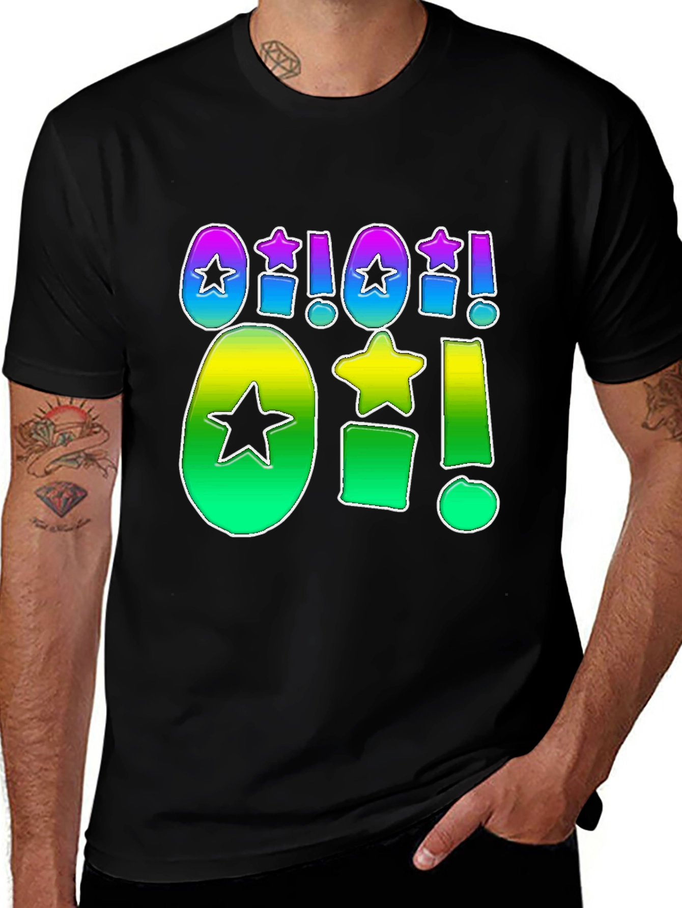 Variant 22 of Colorful Geometric Graphic Print Black T-Shirt