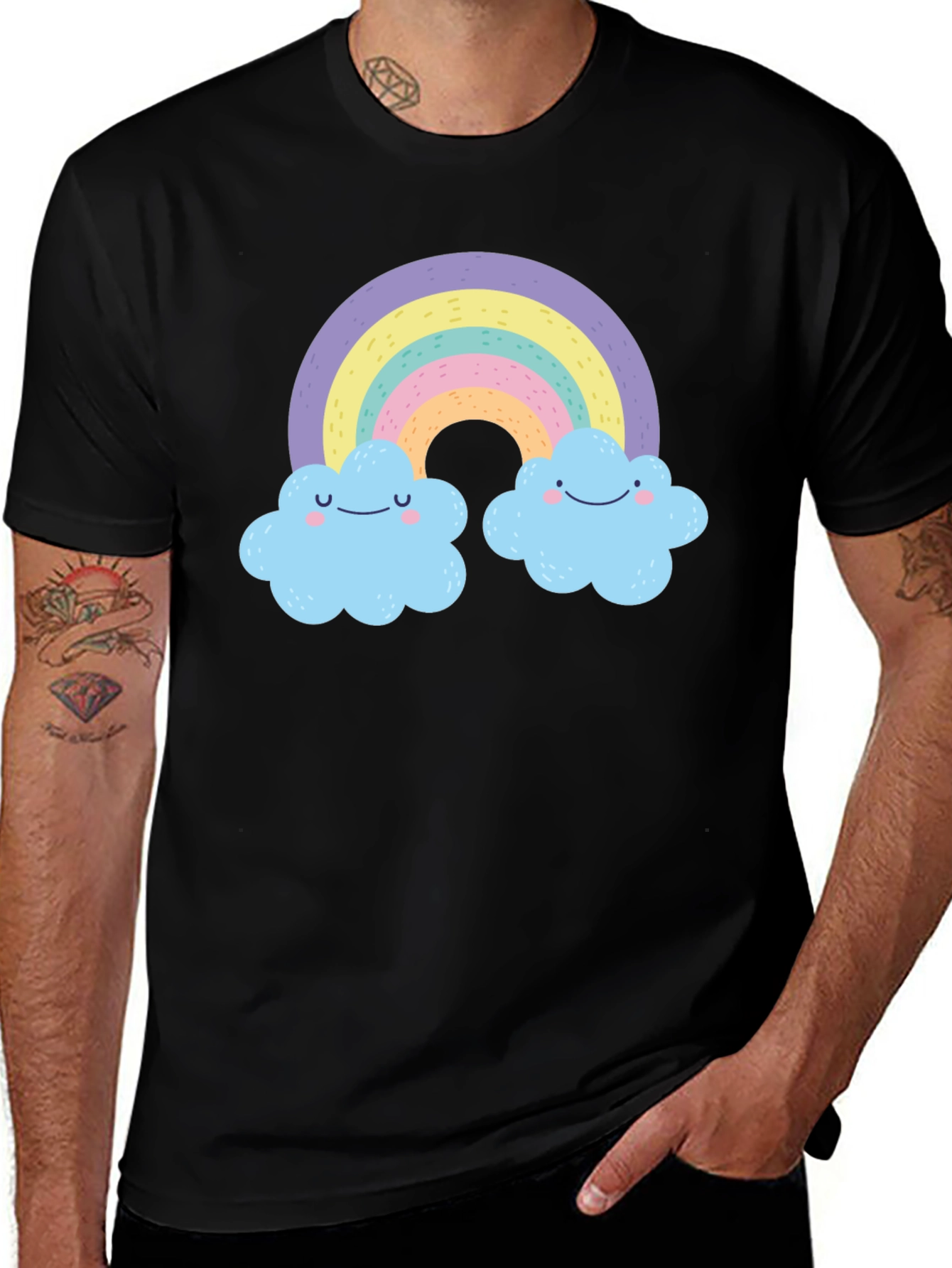 Variant 14 of Rainbow Cloud Graphic Tee - Whimsical Cotton T-Shirt