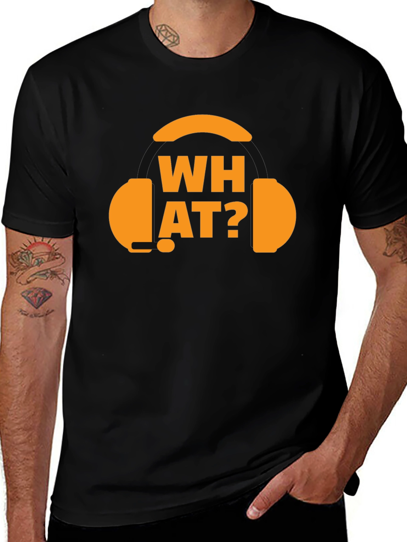 Variant 5 of What? Headphones Graphic T-Shirt - Black