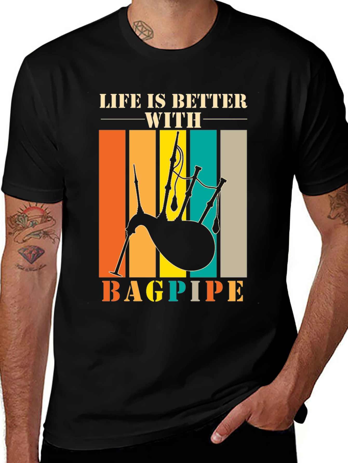 Variant 17 of Life is Better With Bagpipe Graphic T-Shirt