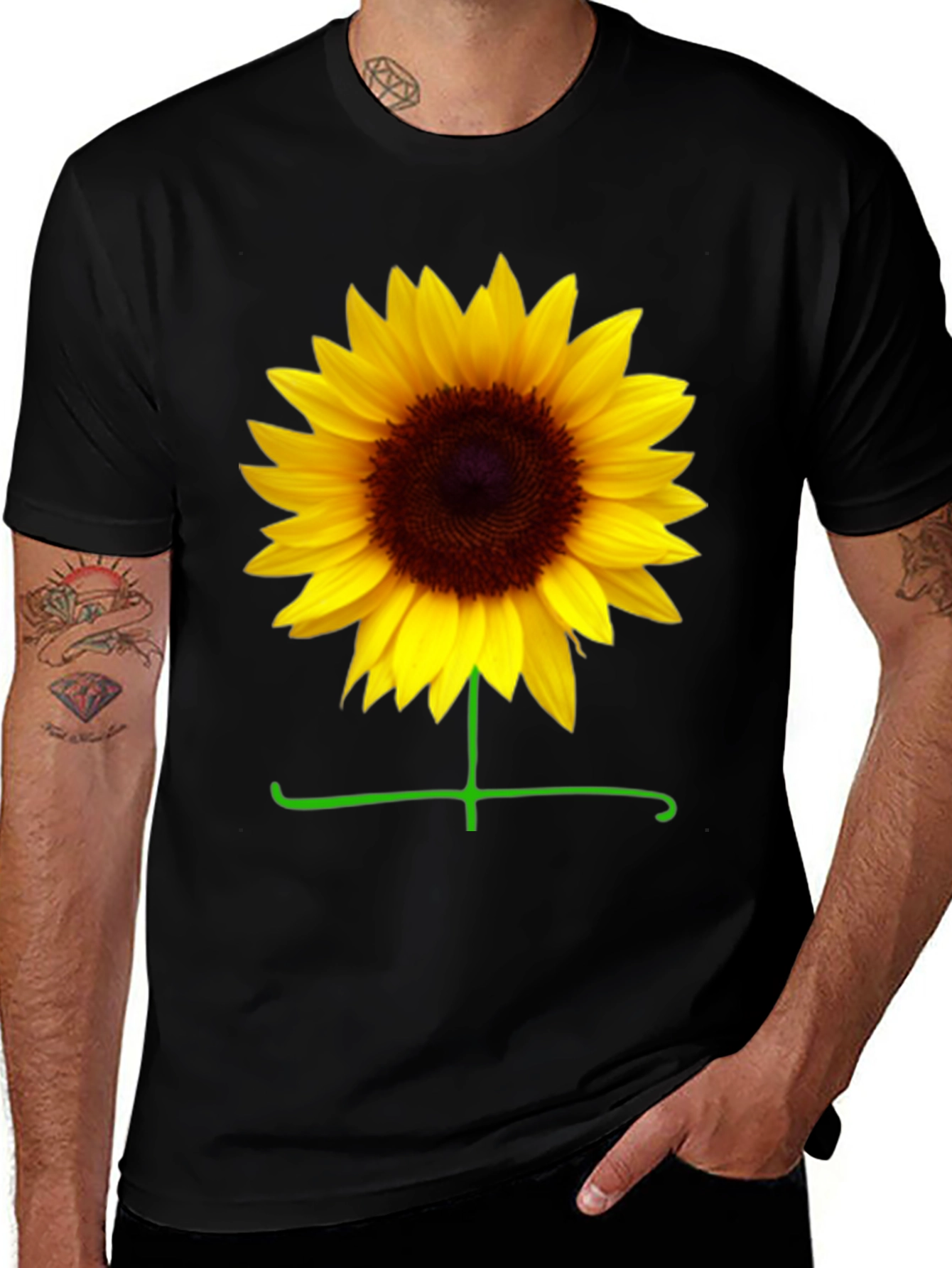 Variant 28 of Sunflower Graphic Tee - Black Casual T-Shirt