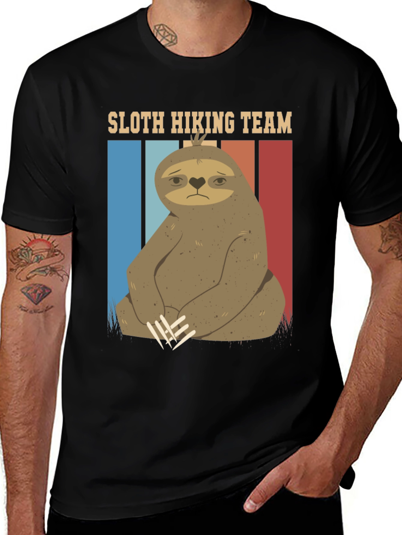 Variant 19 of Sloth Hiking Team Graphic Tee - Comfy Black T-Shirt