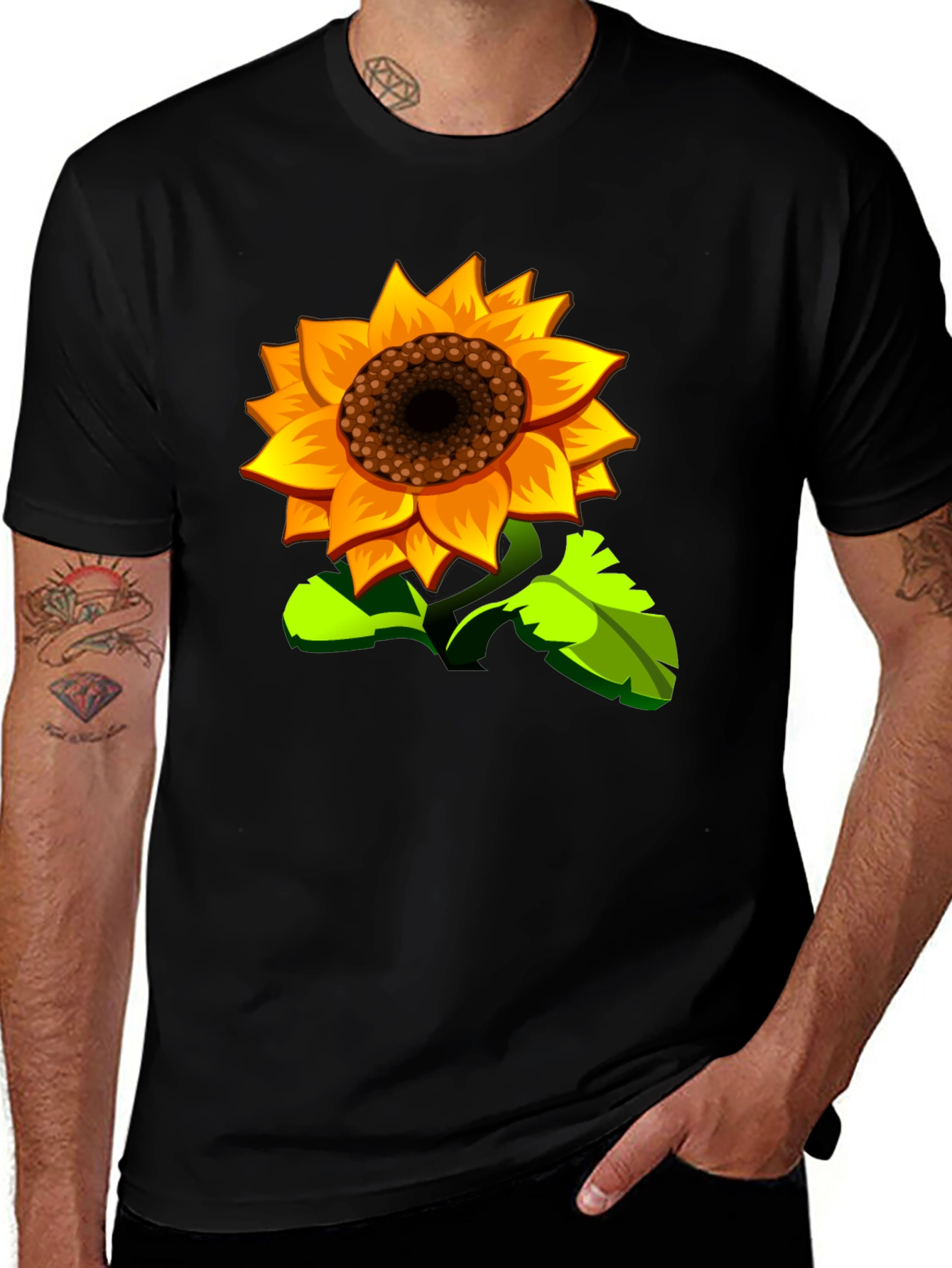 Variant 23 of Sunflower Graphic Print Black T-Shirt