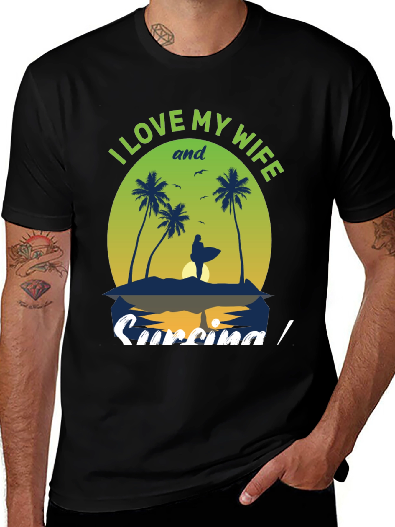 Variant 10 of I Love My Wife Surfing Graphic Tee