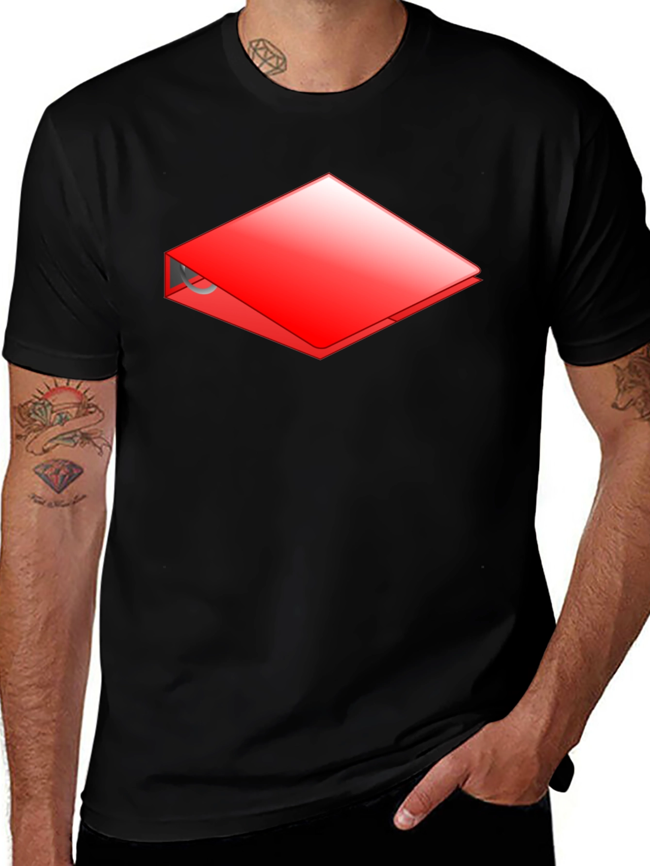 Variant 7 of Red Binder Graphic T-Shirt - Black Casual Tee