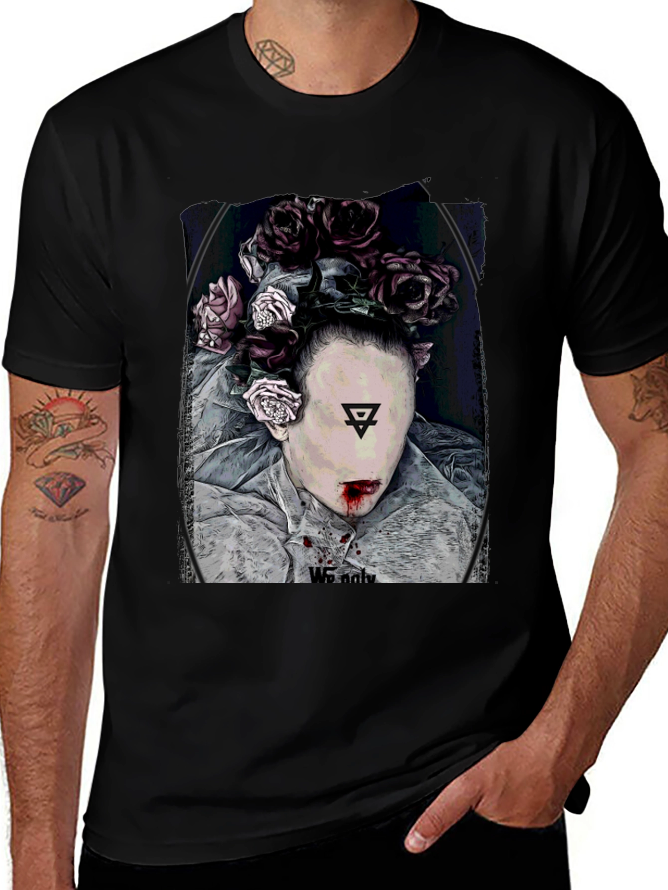 Variant 20 of Gothic Floral Graphic Tee - Dark Aesthetic Shirt