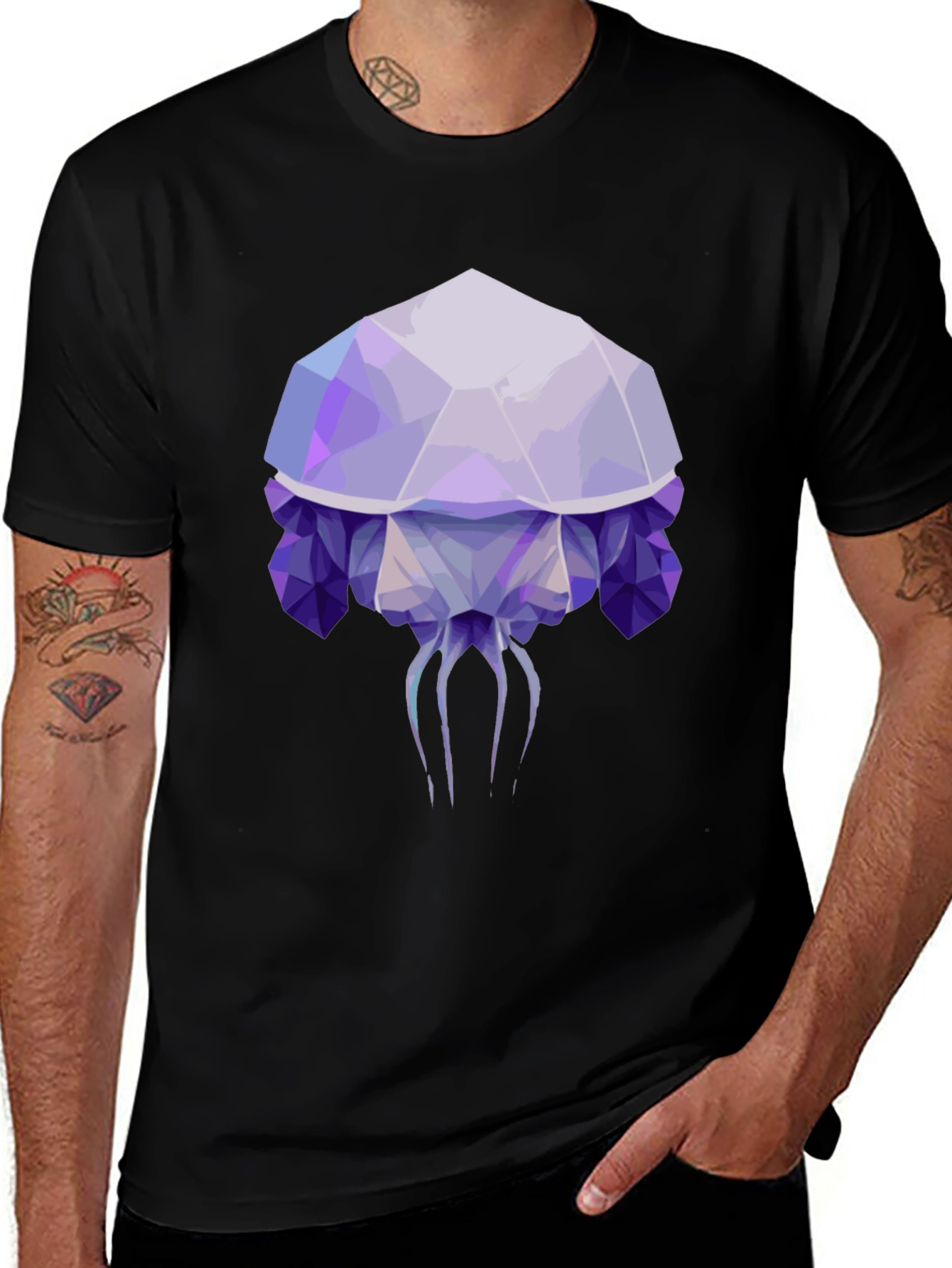 Variant 15 of Geometric Jellyfish Graphic Tee - Men's Black T-Shirt